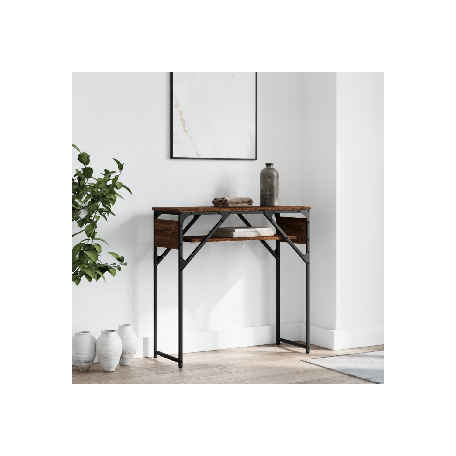 vidaXL Console Table with Shelf Brown Oak 75x30x75cm Engineered Wood
