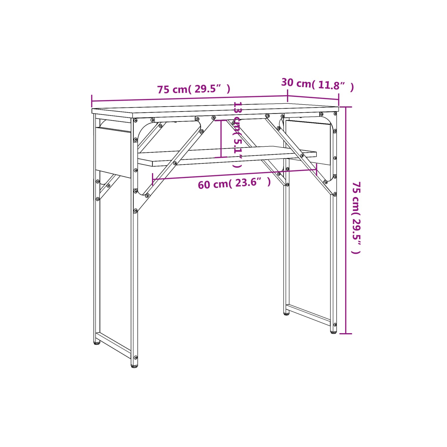 vidaXL Console Table with Shelf Brown Oak 75x30x75cm Engineered Wood