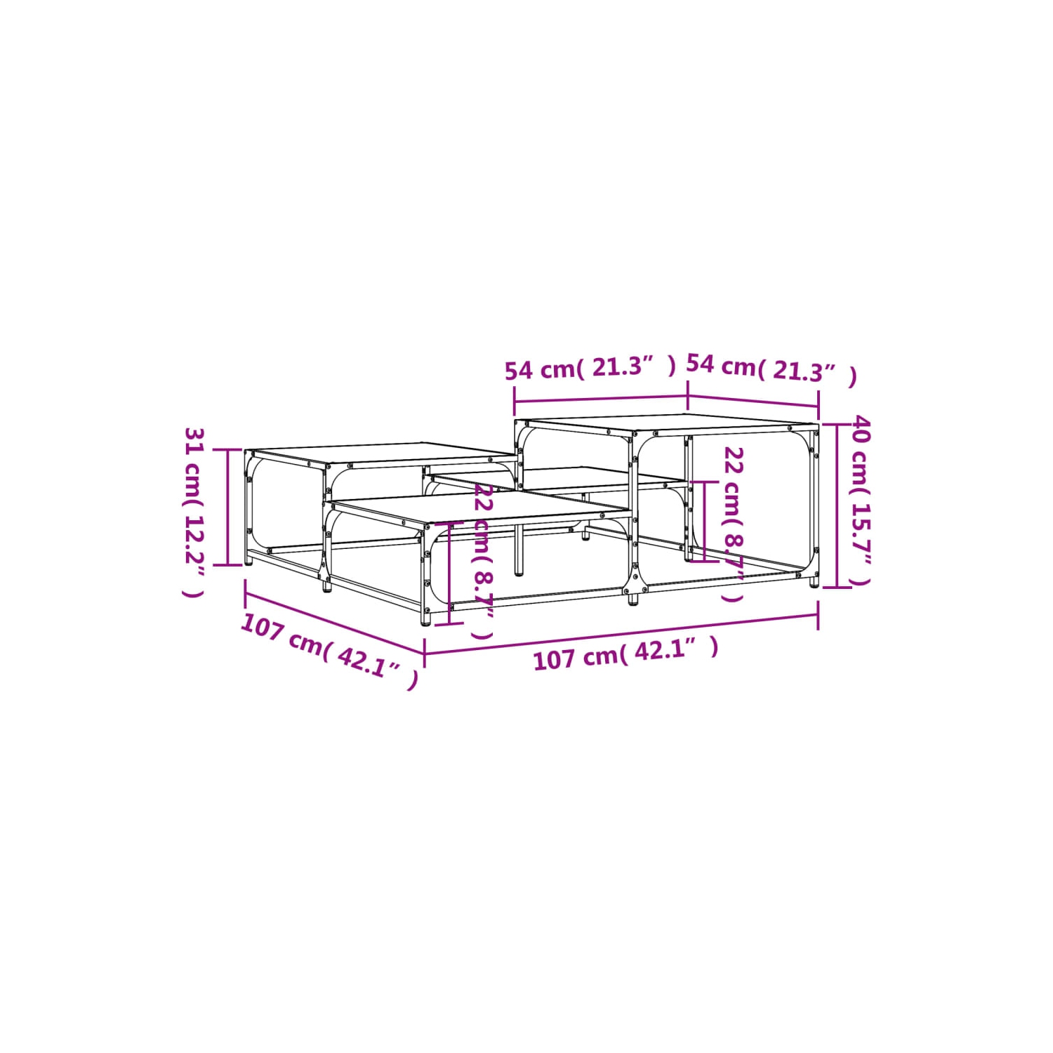 vidaXL Coffee Table Brown Oak 107x107x40 cm Engineered Wood