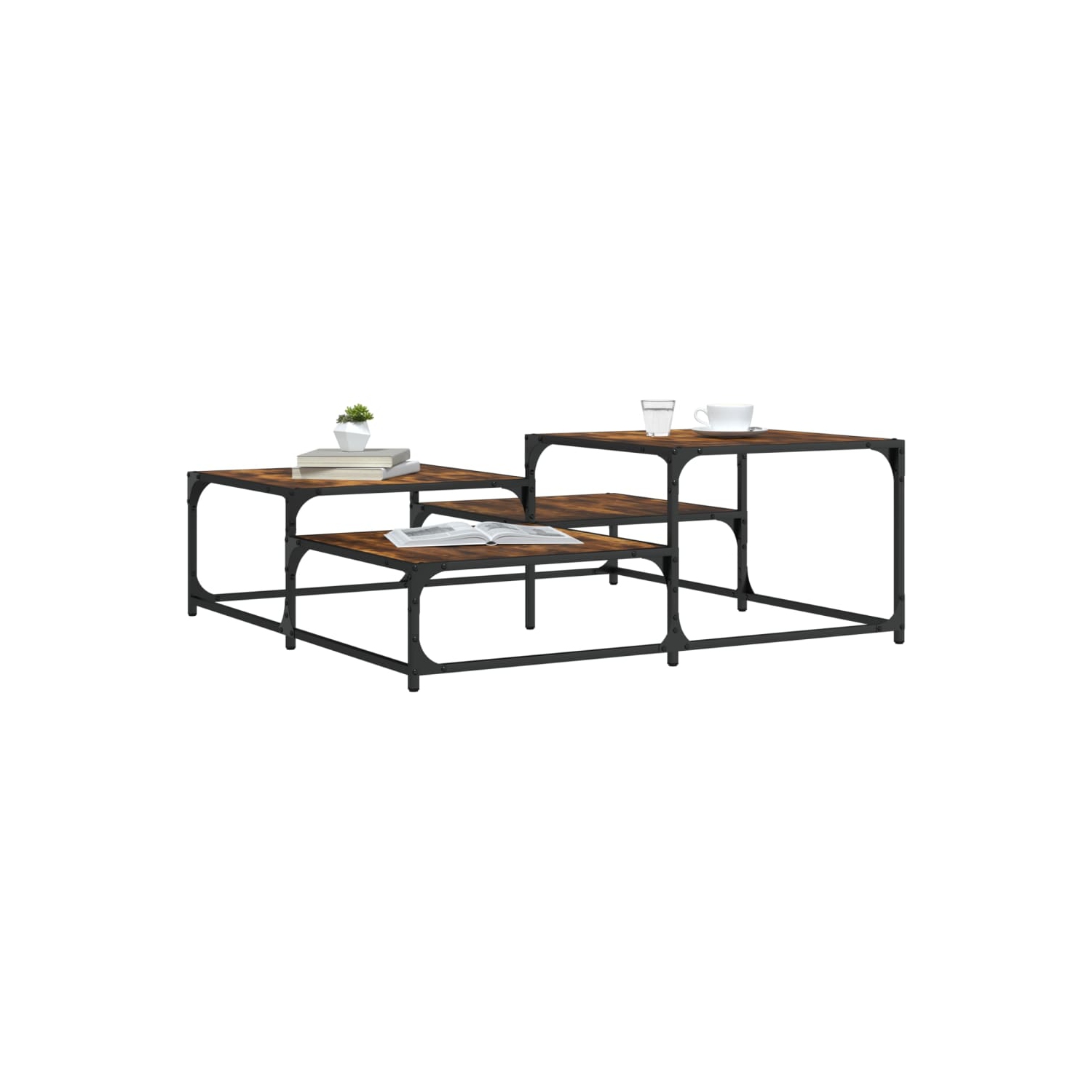 vidaXL Coffee Table Smoked Oak 107x107x40 cm Engineered Wood