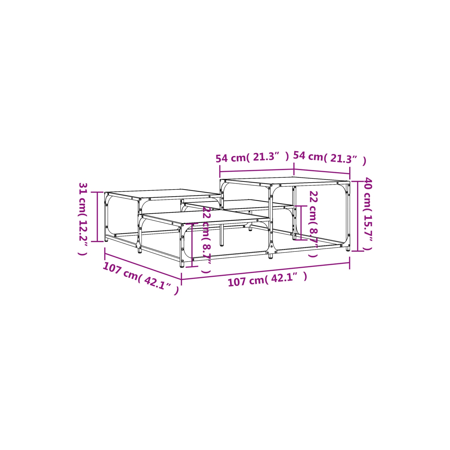 vidaXL Coffee Table Smoked Oak 107x107x40 cm Engineered Wood