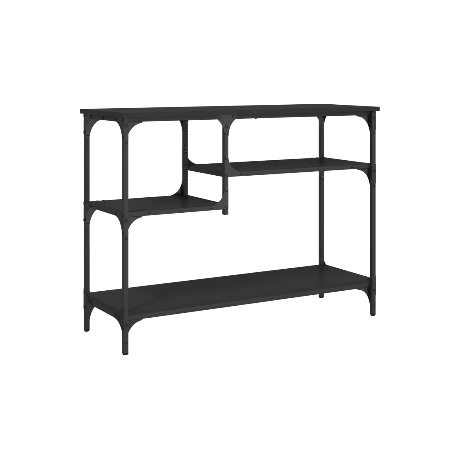 vidaXL Console Table with Shelves Black 100x35x75 cm