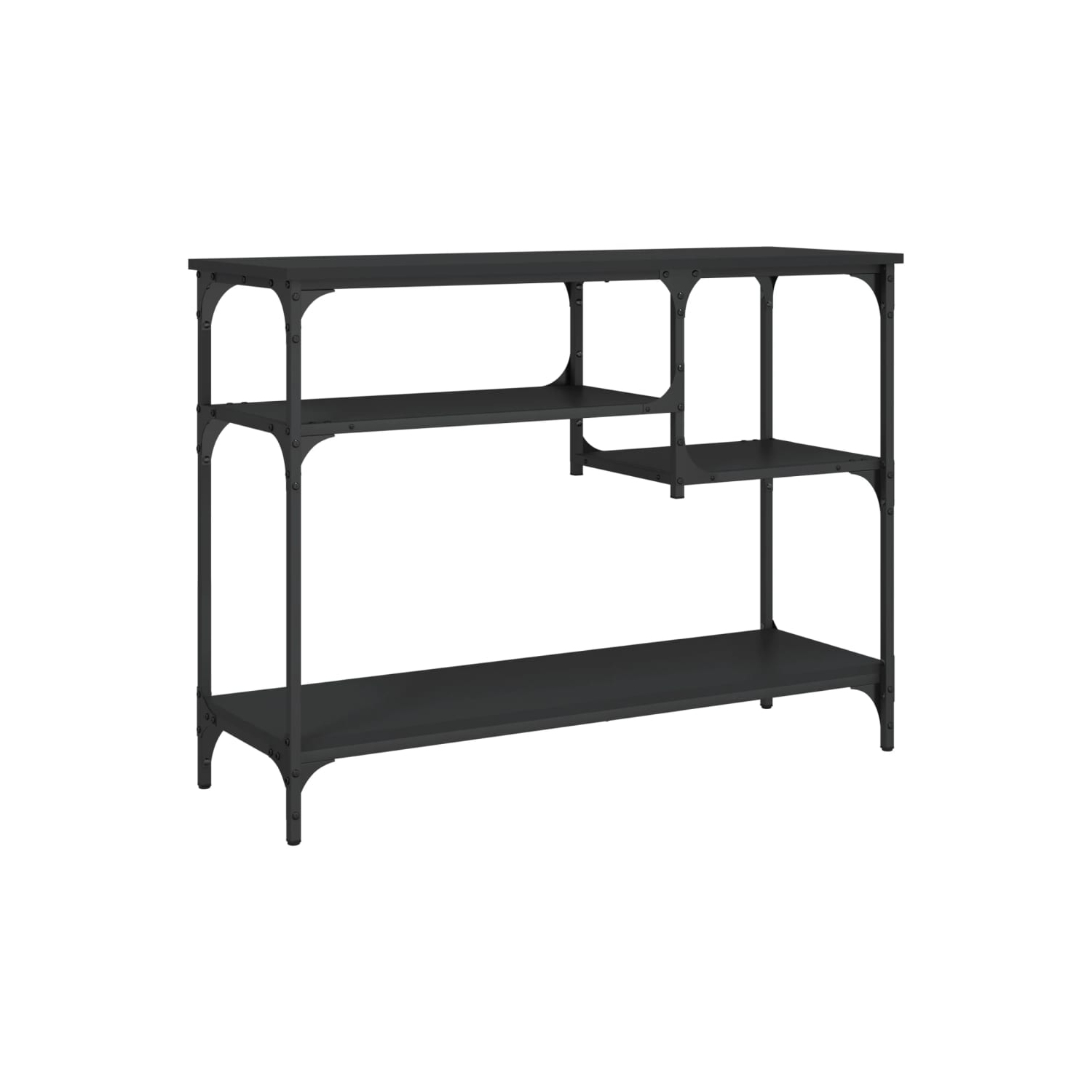 vidaXL Console Table with Shelves Black 100x35x75 cm