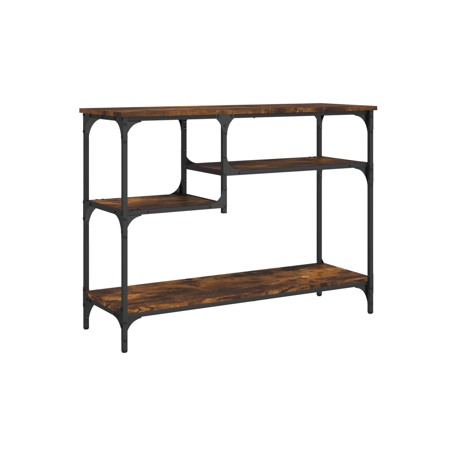 vidaXL Console Table with Shelves Smoked Oak 100x35x75 cm