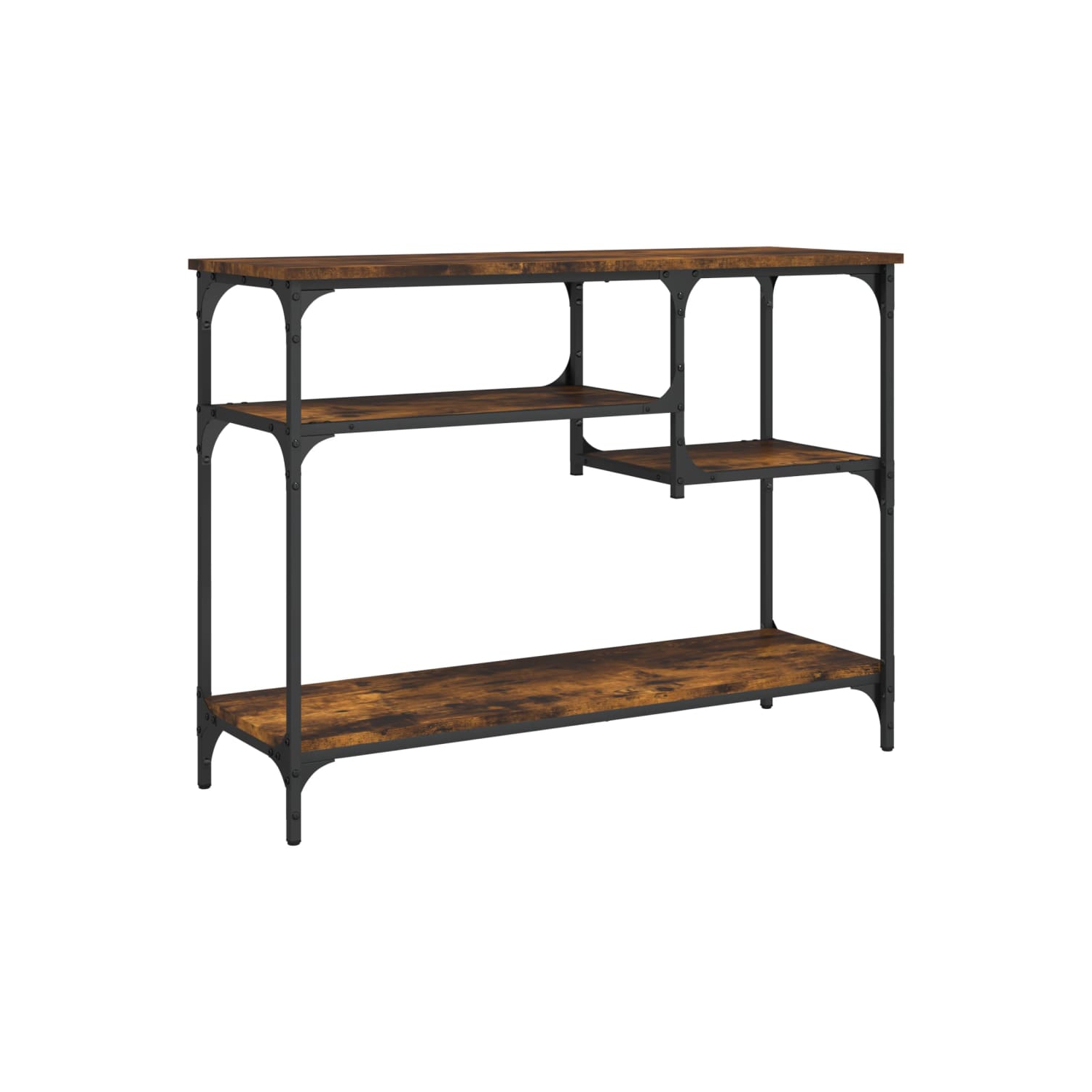 vidaXL Console Table with Shelves Smoked Oak 100x35x75 cm