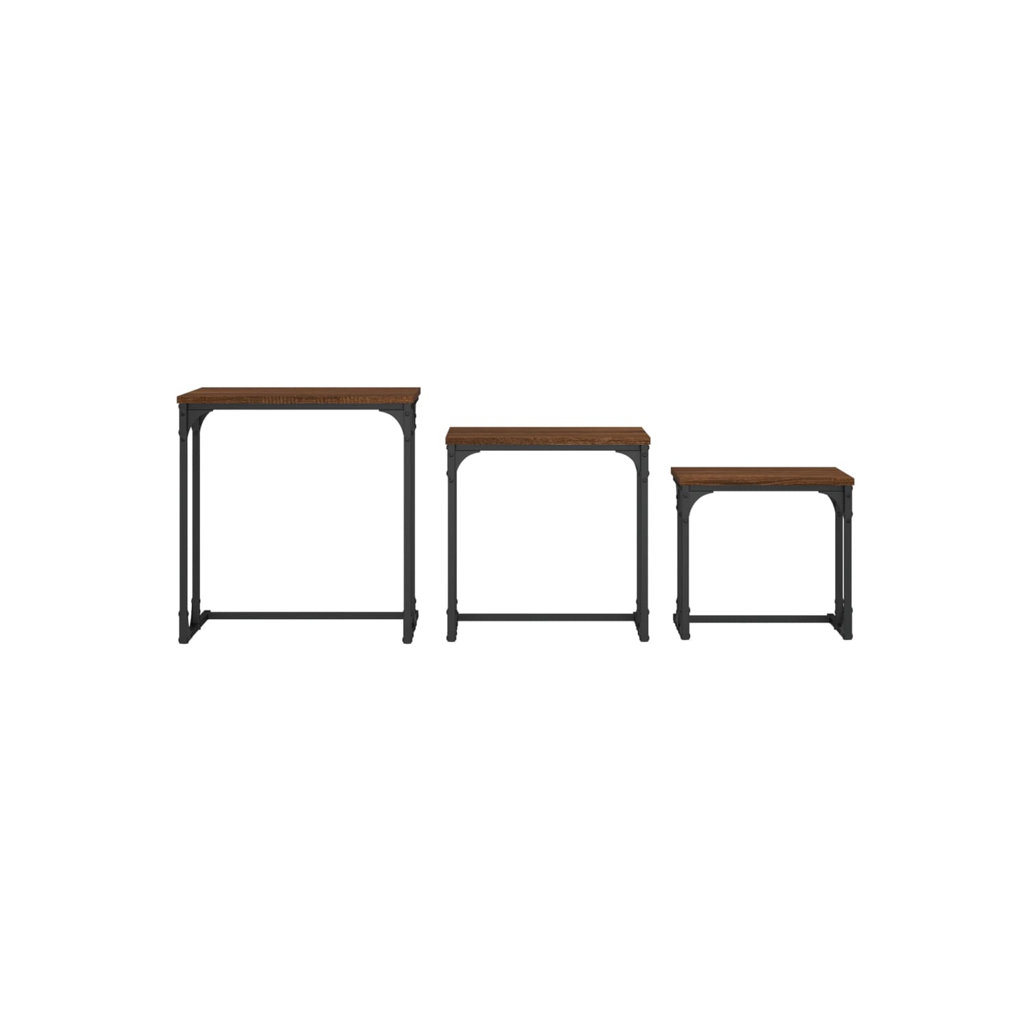 vidaXL Nesting Coffee Tables 3 pcs Brown Oak Engineered Wood