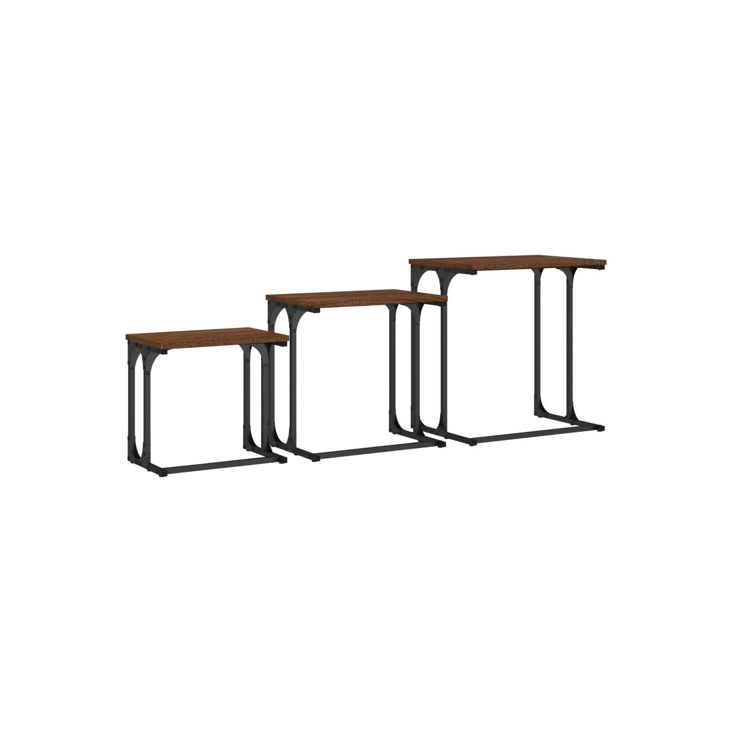 vidaXL Nesting Coffee Tables 3 pcs Brown Oak Engineered Wood