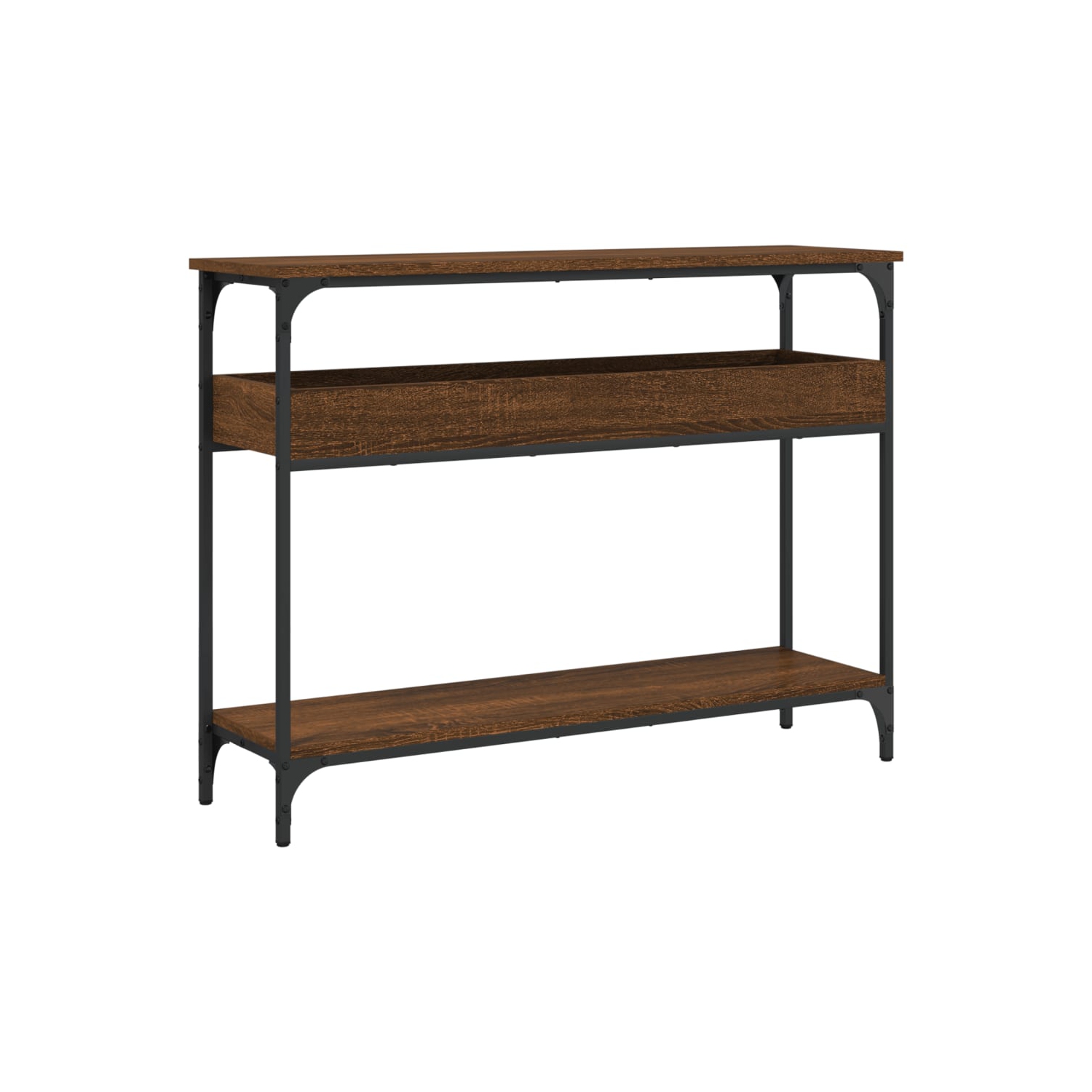 vidaXL Console Table with Shelf Brown Oak 100x29x75cm Engineered Wood