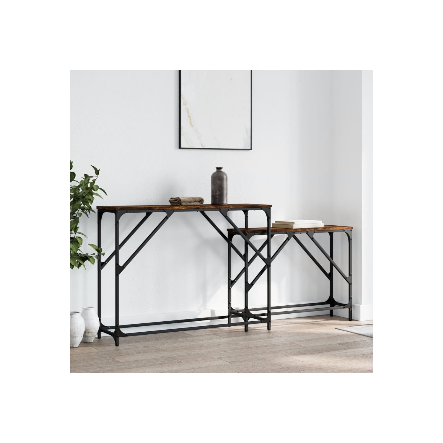 vidaXL Nesting Console Tables 2 pcs Smoked Oak Engineered Wood