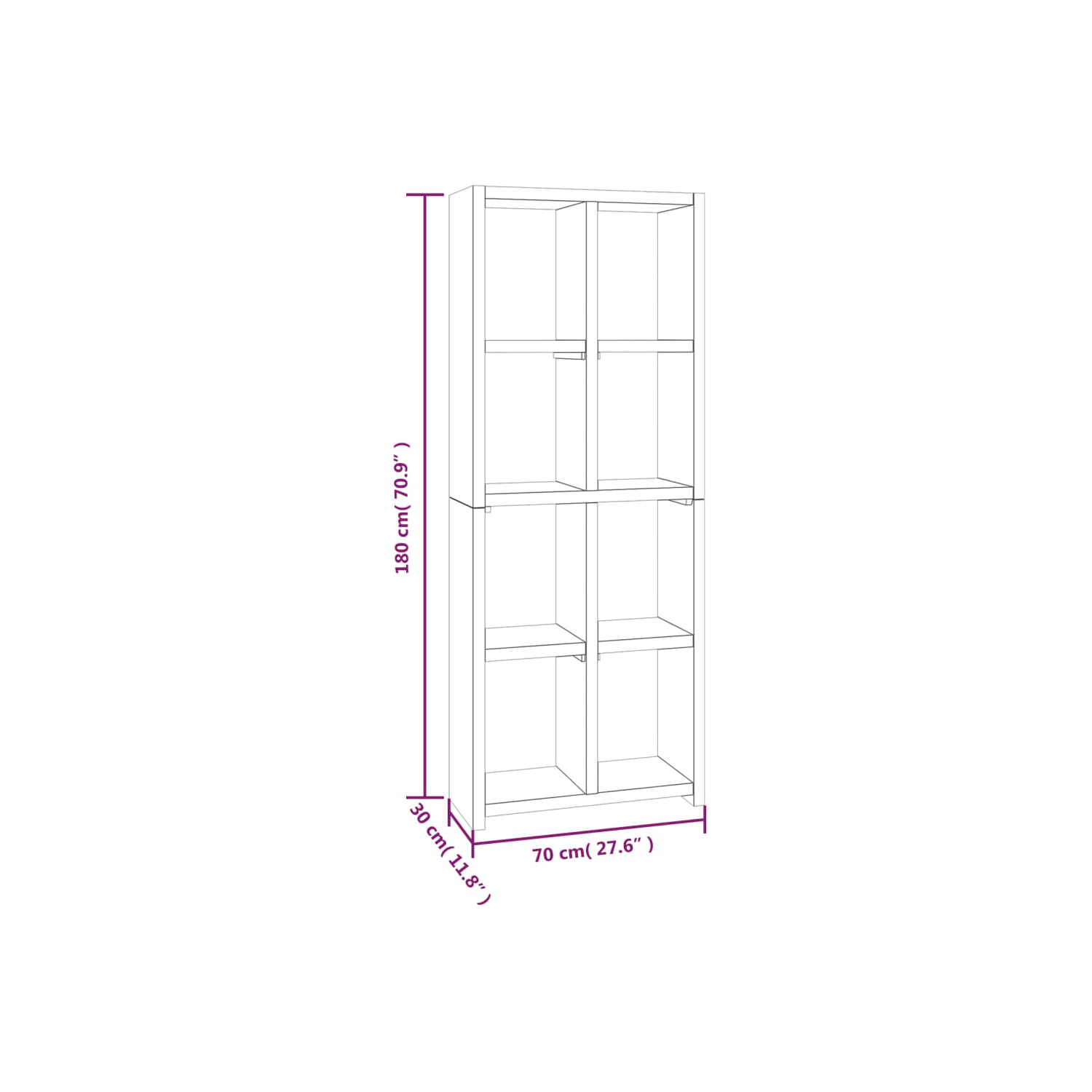 vidaXL Book Cabinet 70x30x180 cm Solid Wood Teak