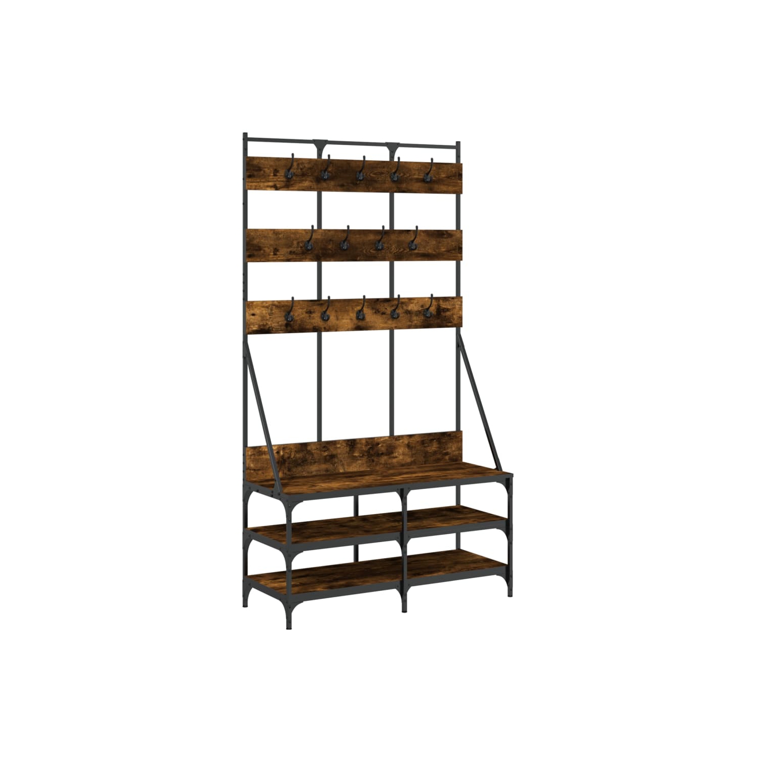 vidaXL Clothes Rack with Shoe Storage Smoked Oak 100x40x184 cm