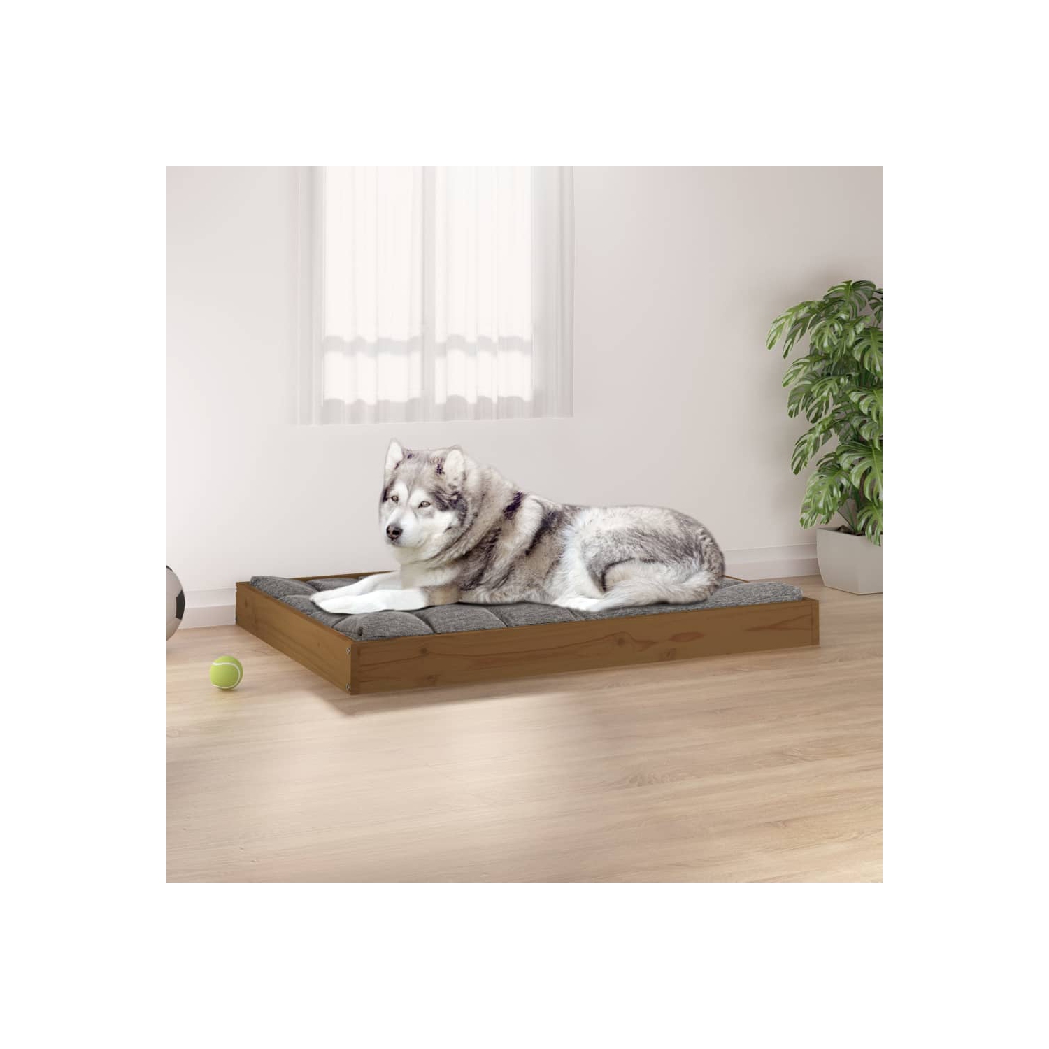 vidaXL Dog Bed Honey Brown 101.5x74x9 cm Solid Wood Pine
