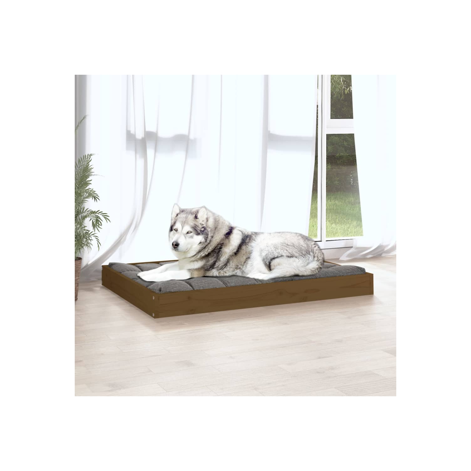 vidaXL Dog Bed Honey Brown 101.5x74x9 cm Solid Wood Pine
