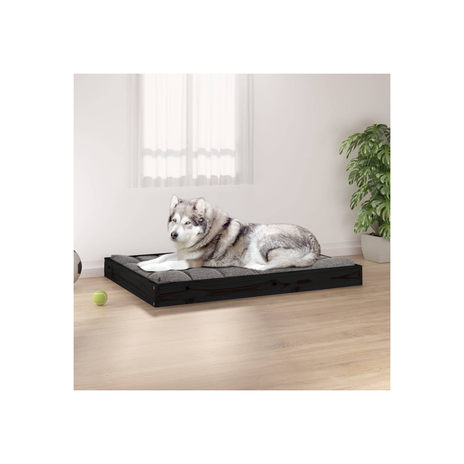 vidaXL Dog Bed Black 101.5x74x9 cm Solid Wood Pine