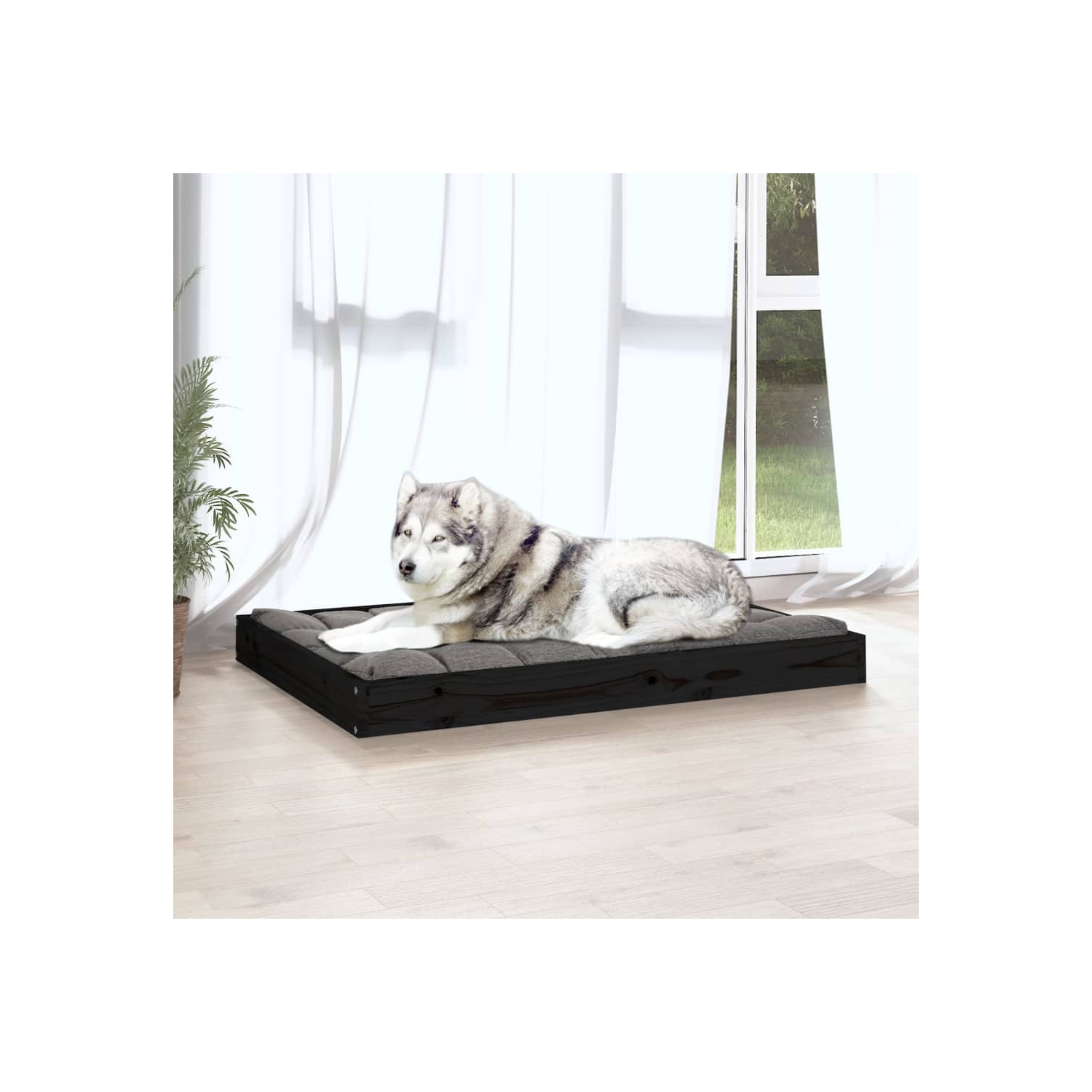 vidaXL Dog Bed Black 101.5x74x9 cm Solid Wood Pine