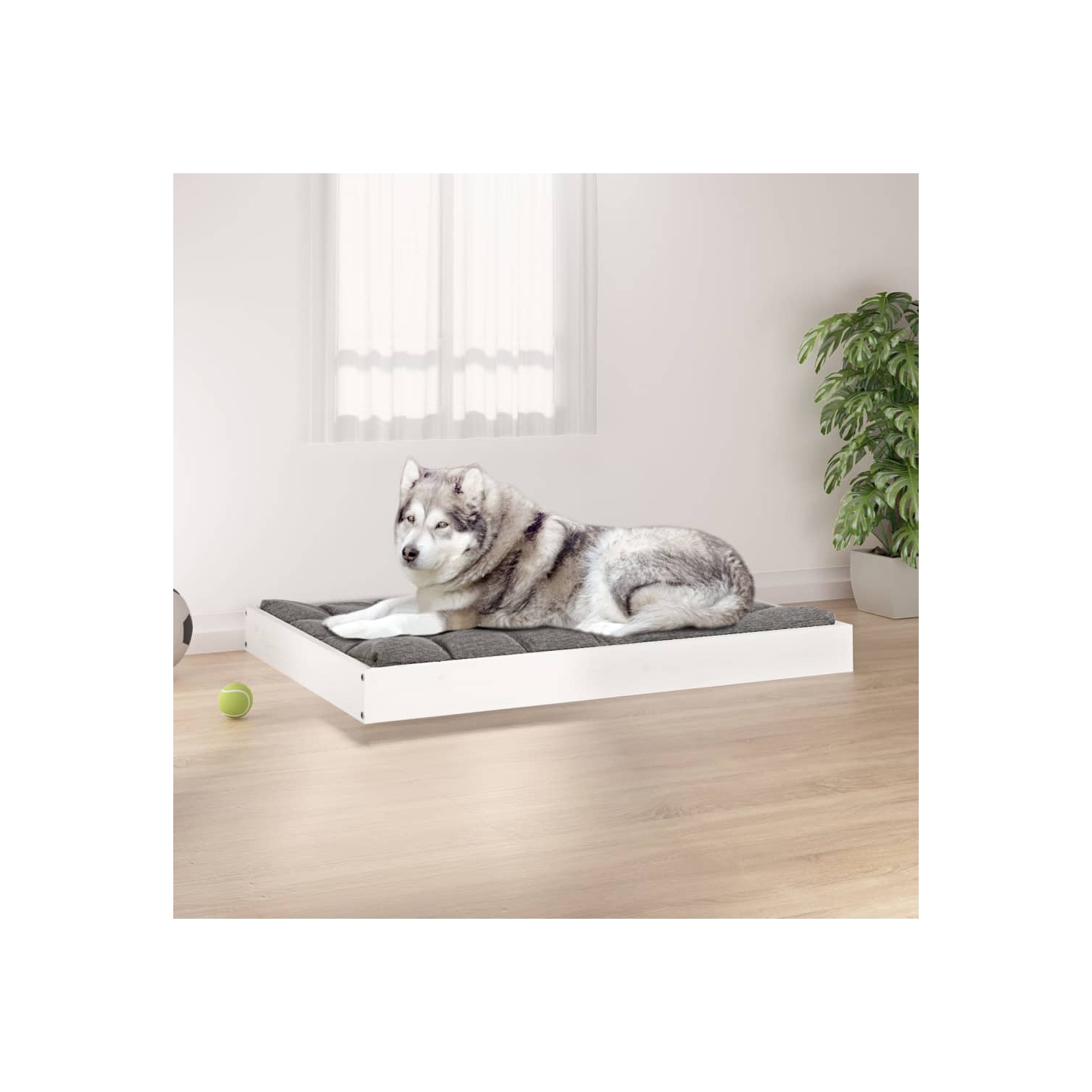 Lit pour chiens vidaXL blanc 101.5x74x9 cm Pin massif