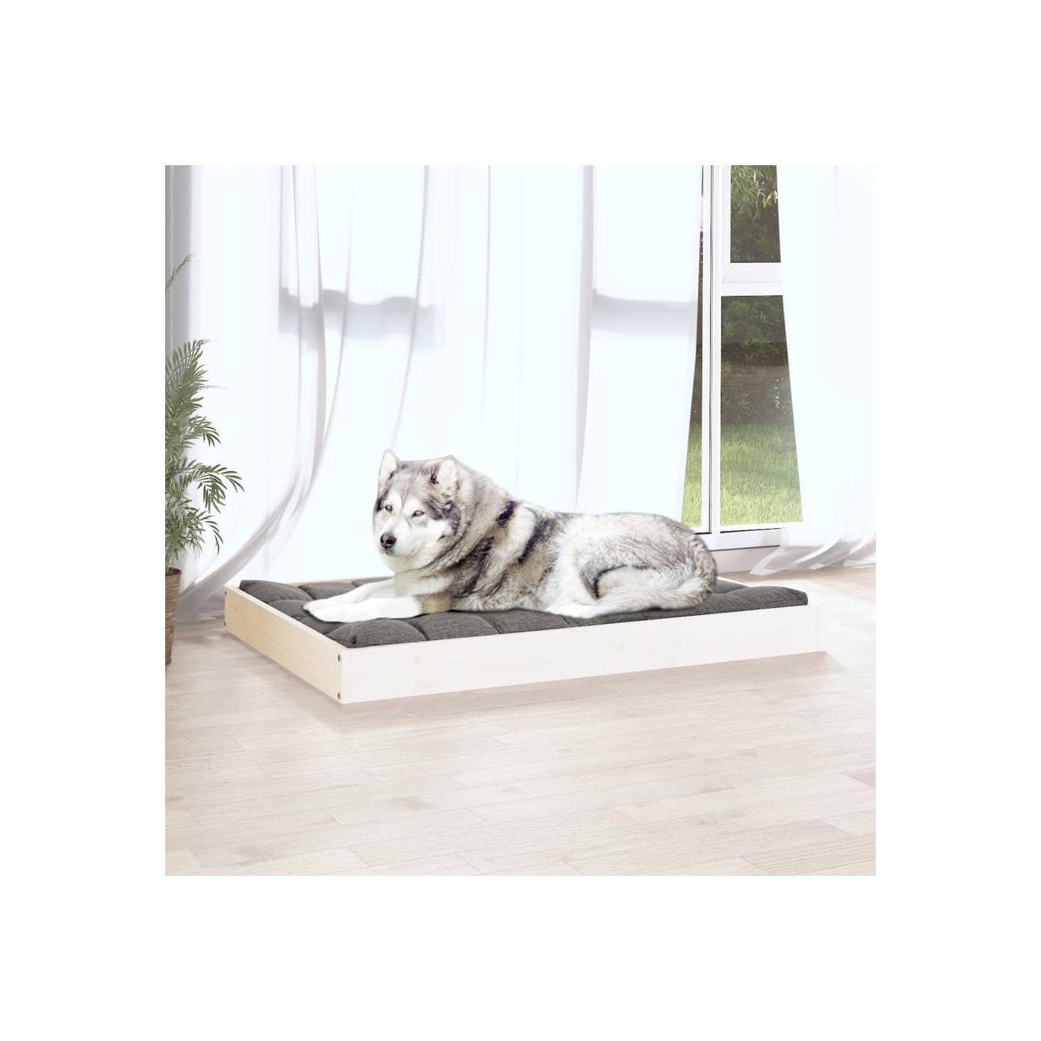 Lit pour chiens vidaXL blanc 101.5x74x9 cm Pin massif
