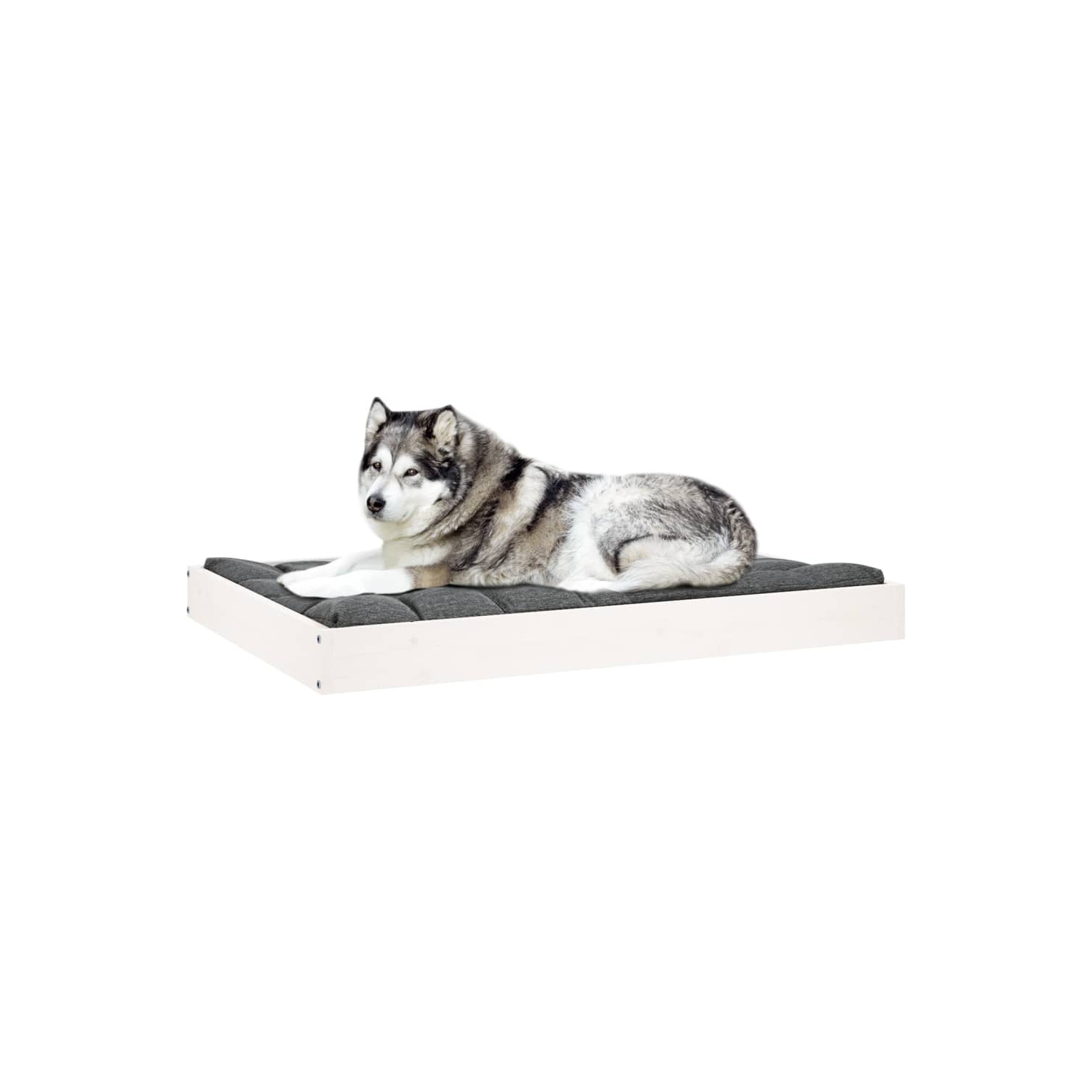 Lit pour chiens vidaXL blanc 101.5x74x9 cm Pin massif