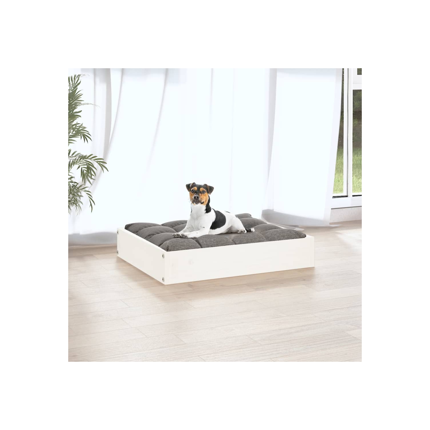 vidaXL Dog Bed White 51.5x44x9 cm Solid Wood Pine