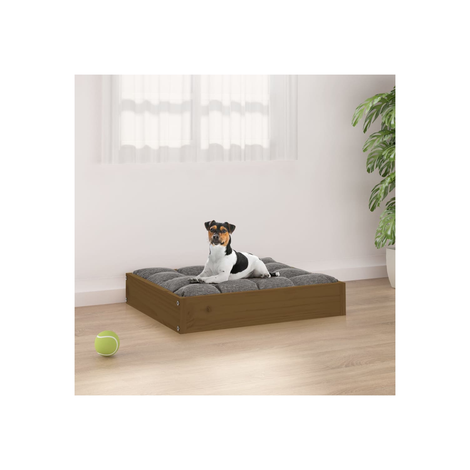 vidaXL Dog Bed Honey Brown 51.5x44x9 cm Solid Wood Pine