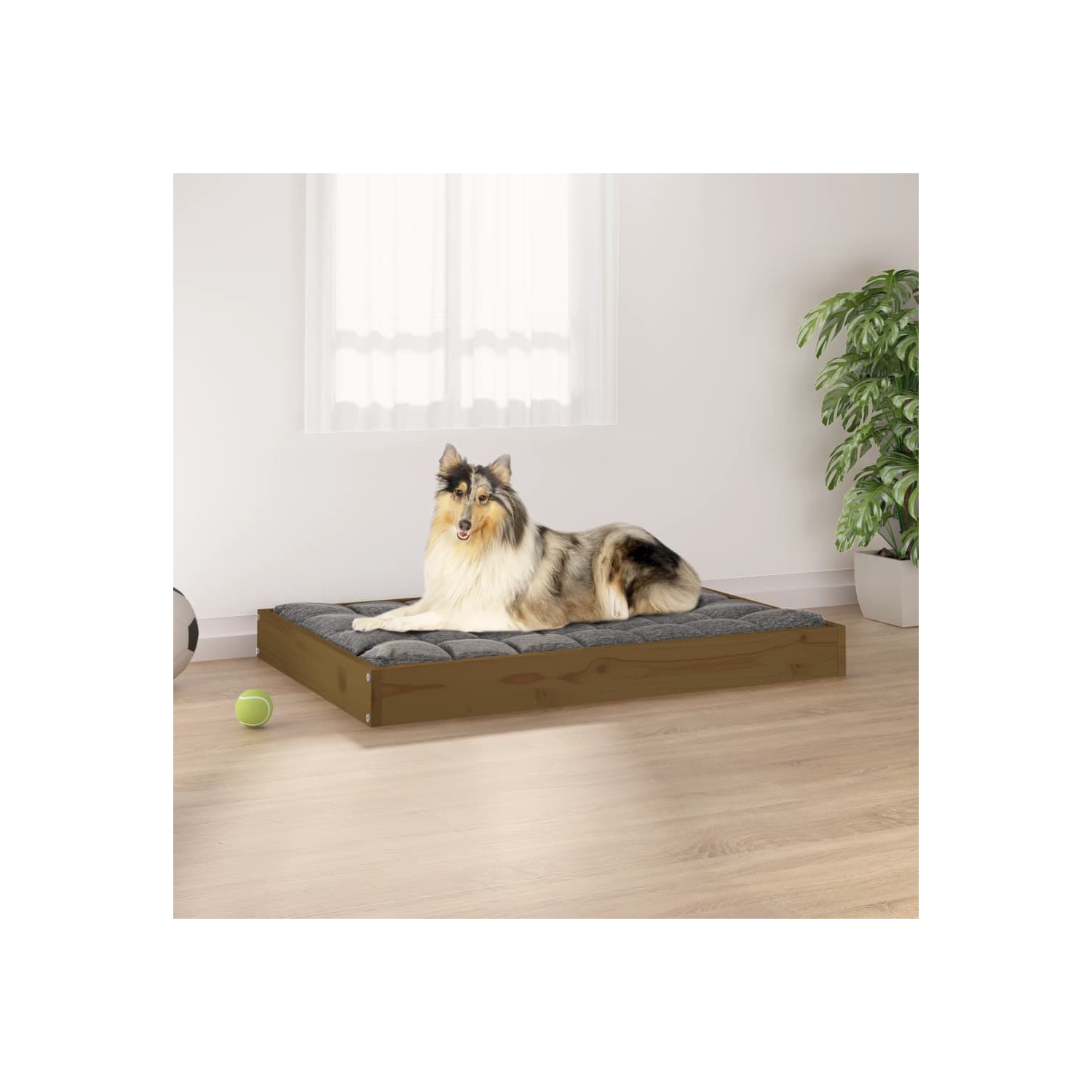 vidaXL Dog Bed Honey Brown 91.5x64x9 cm Solid Wood Pine