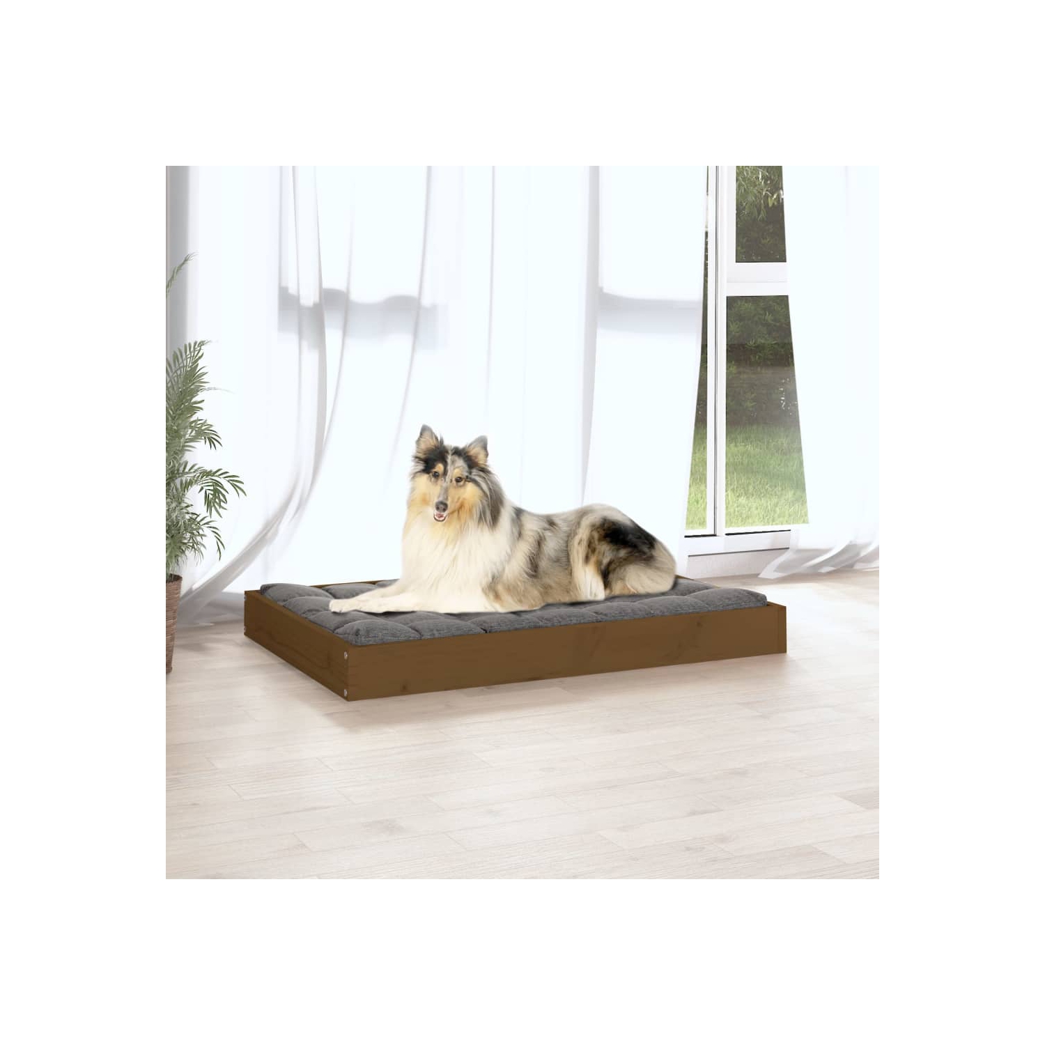 vidaXL Dog Bed Honey Brown 91.5x64x9 cm Solid Wood Pine