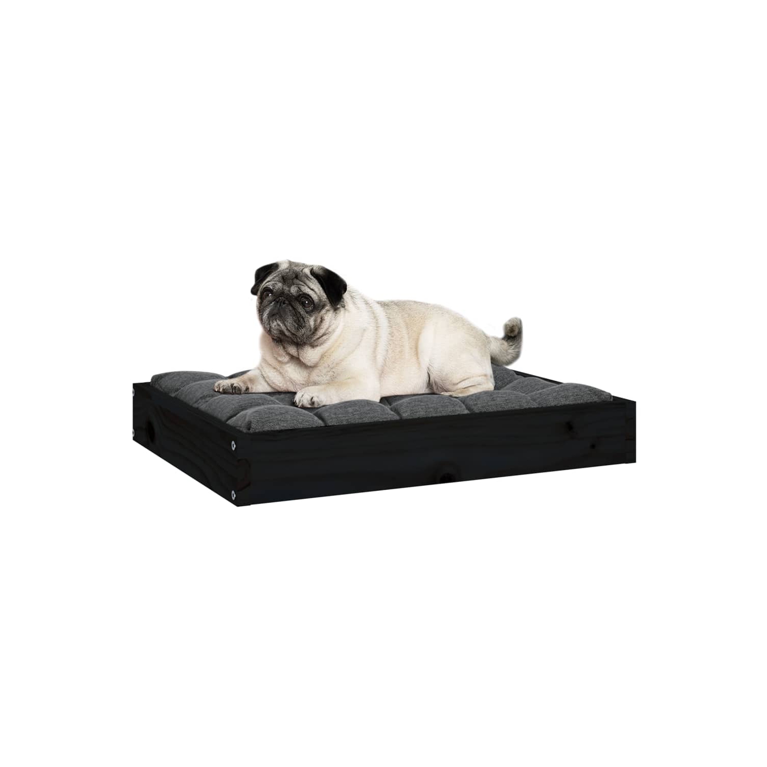 vidaXL Dog Bed Black 61.5x49x9 cm Solid Wood Pine