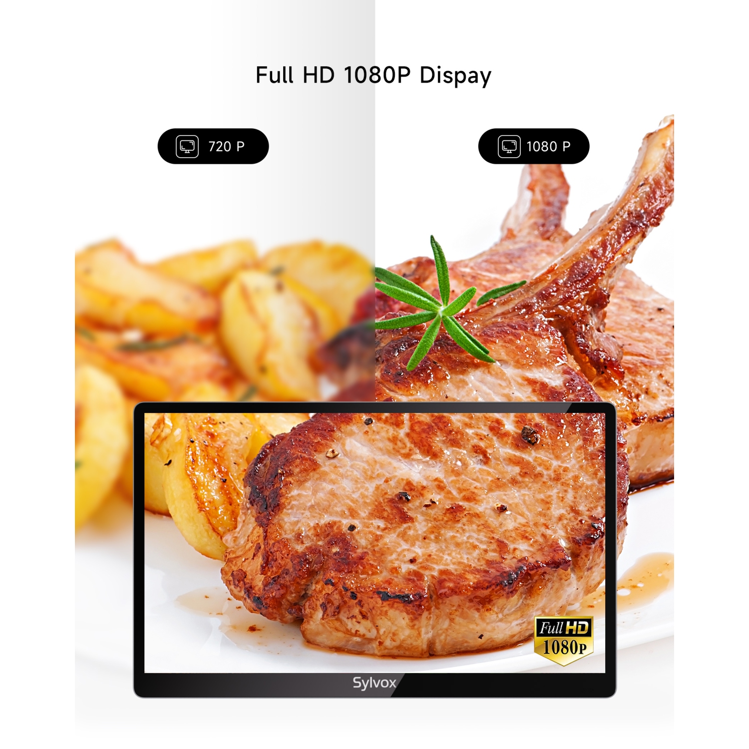 SYLVOX 15.6" Smart Kitchen TV, 1080P FHD Flap-Down Under Cabinet TV, Newest Google TV with App Store, Google Assistant, Chromecast, 12-Volt Smart TV