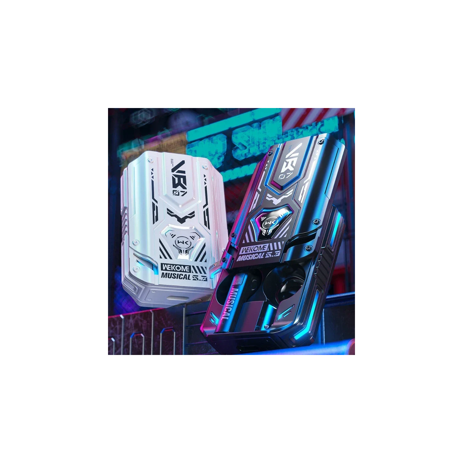 Écouteurs bouton sans fil Mecha SeriesVB07 de WEKOME - Blanc