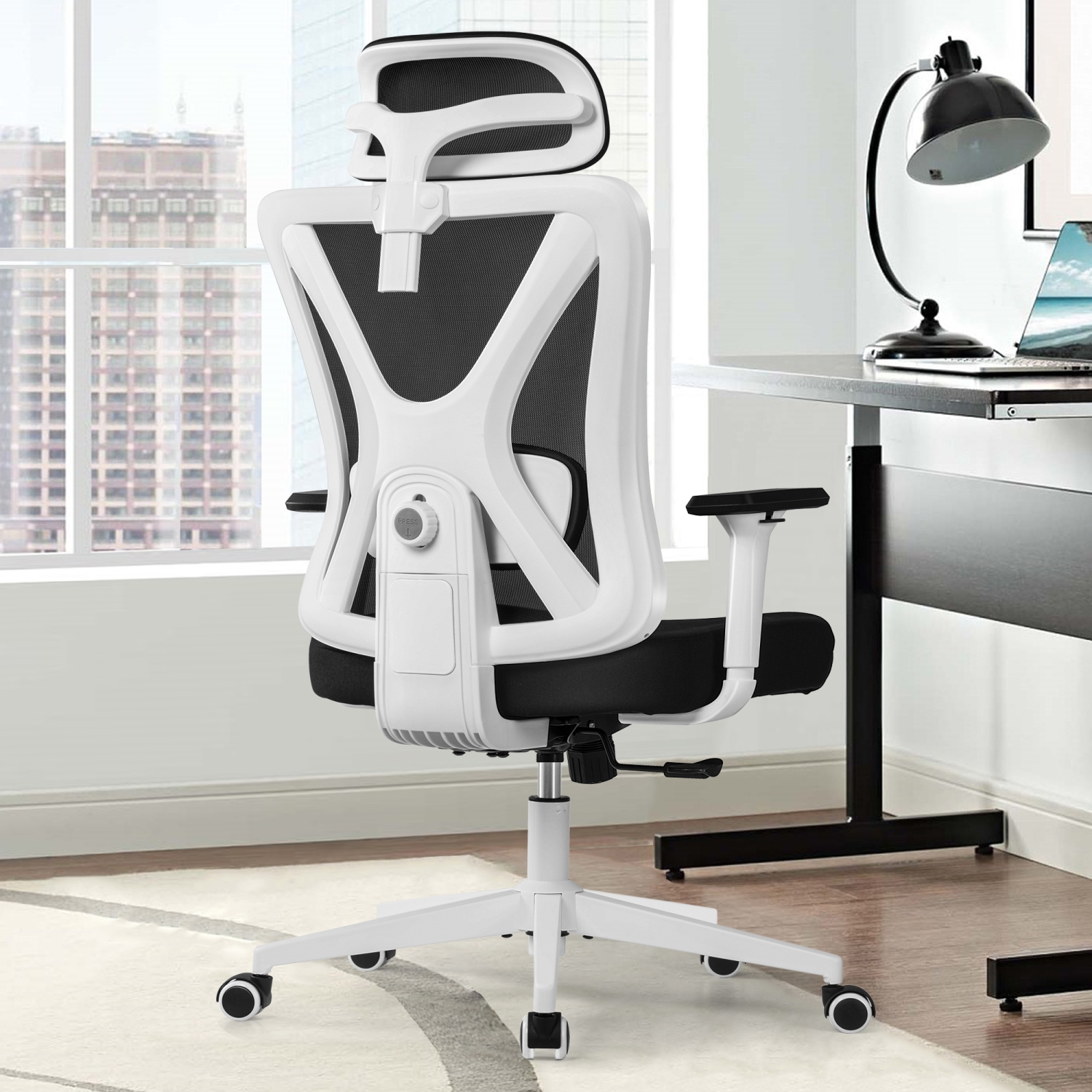 Coolhut Ergonomic Office Chair, Executive Chair Swivel Gaming Chair Computer Desk Chair, High Back with Headrest, Adjustable Lumbar Support,