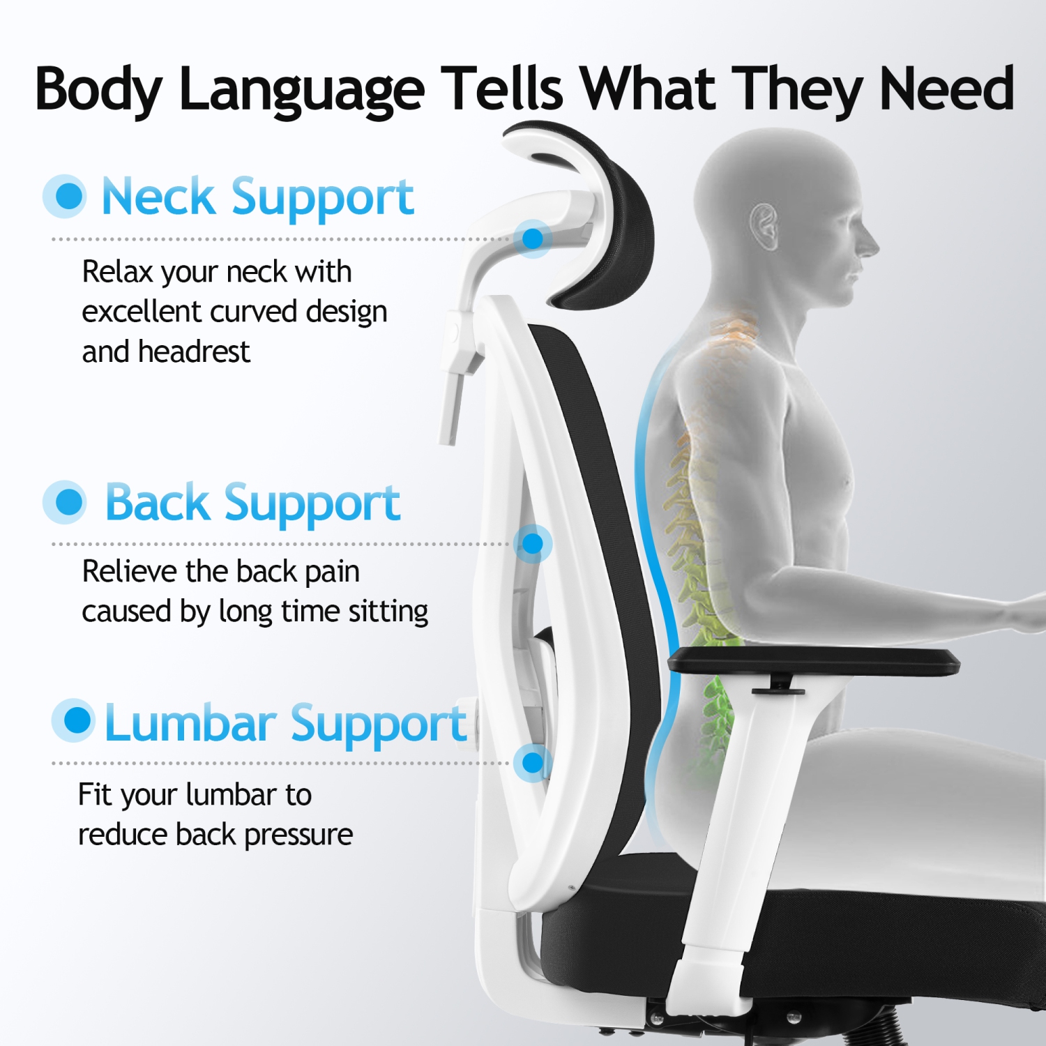 Coolhut Ergonomic Office Chair, Executive Chair Swivel Gaming Chair Computer Desk Chair, High Back with Headrest, Adjustable Lumbar Support,