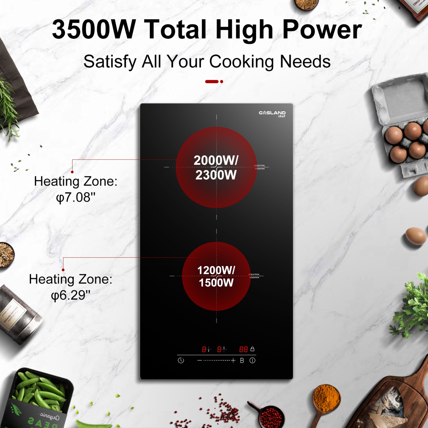 GASLAND 12 in. Induction Cooktop Smooth Top with 2 Elements in Black