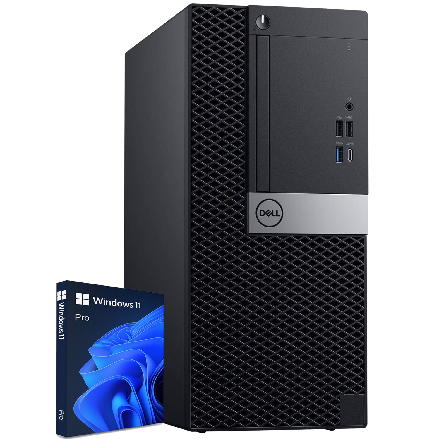 Refurbished (Good) - Dell Computers OptiPlex 7060 Tower Windows 11 Pro Business Desktop PC (Intel Hexa-Core i7 Processor/ 32GB DDR4 RAM/ New 1TB SSD/ WIFI/ Bluetooth) - Black
