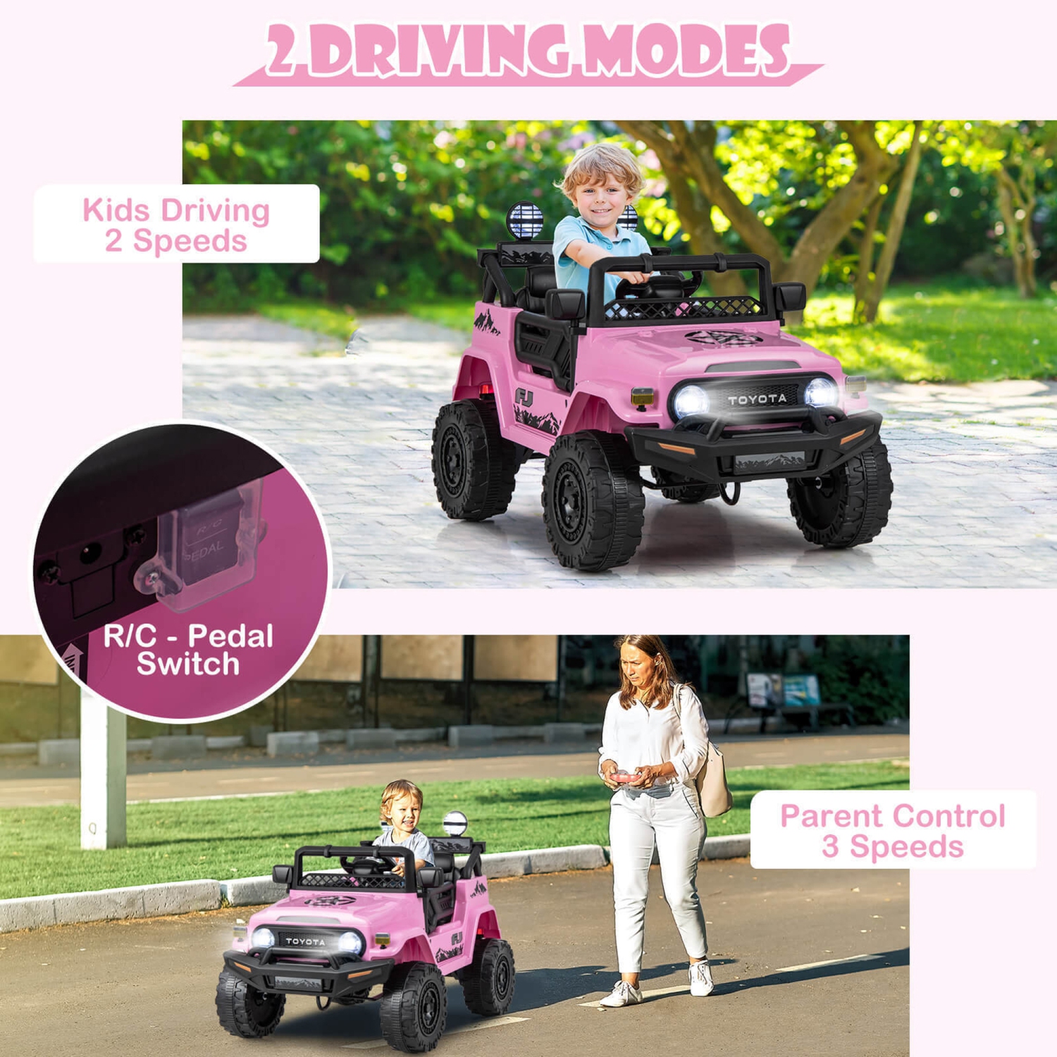 Gymax Licensed Toyota FJ Toddler Ride on Car 12V Battery Powered Kids Truck
