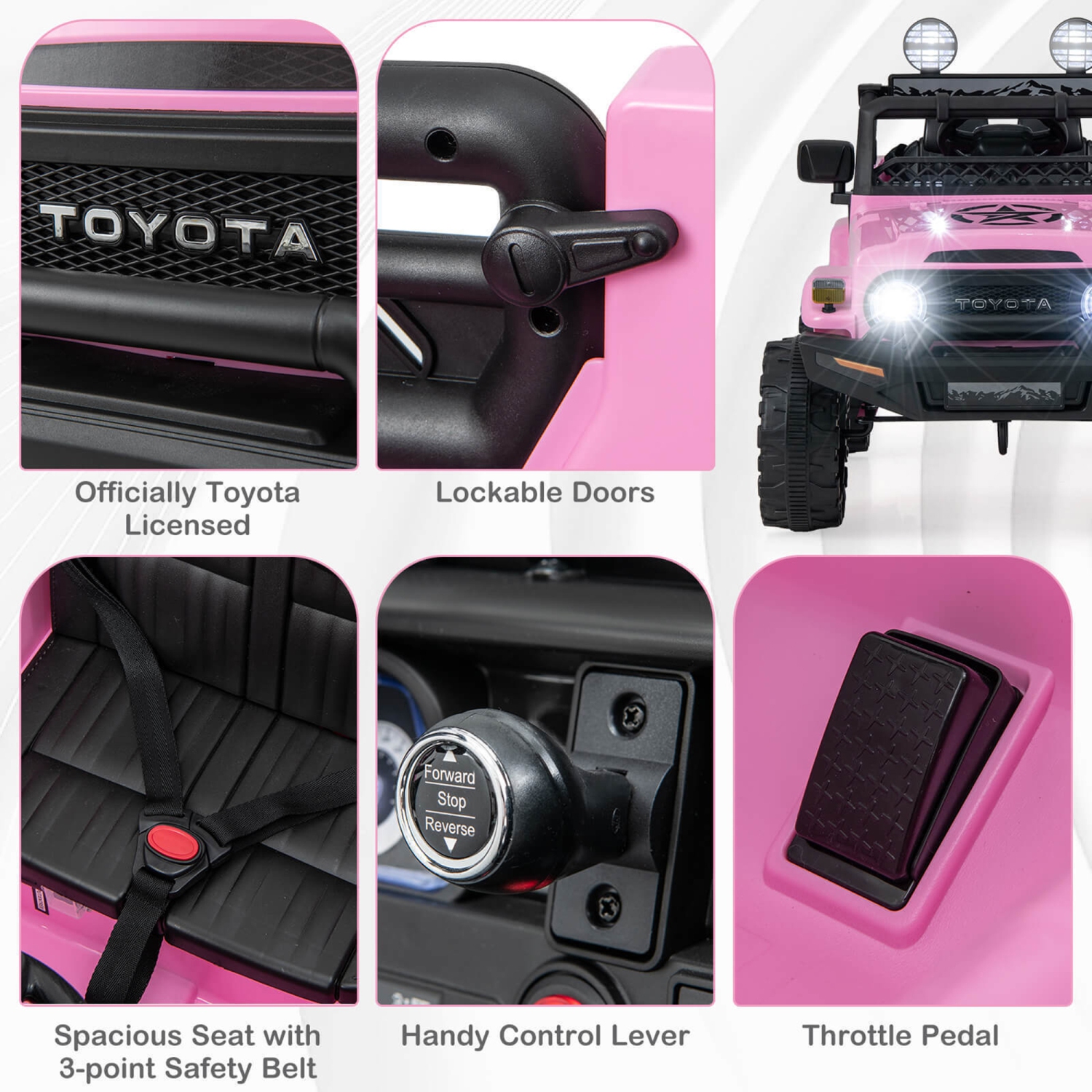 Gymax Licensed Toyota FJ Toddler Ride on Car 12V Battery Powered Kids Truck