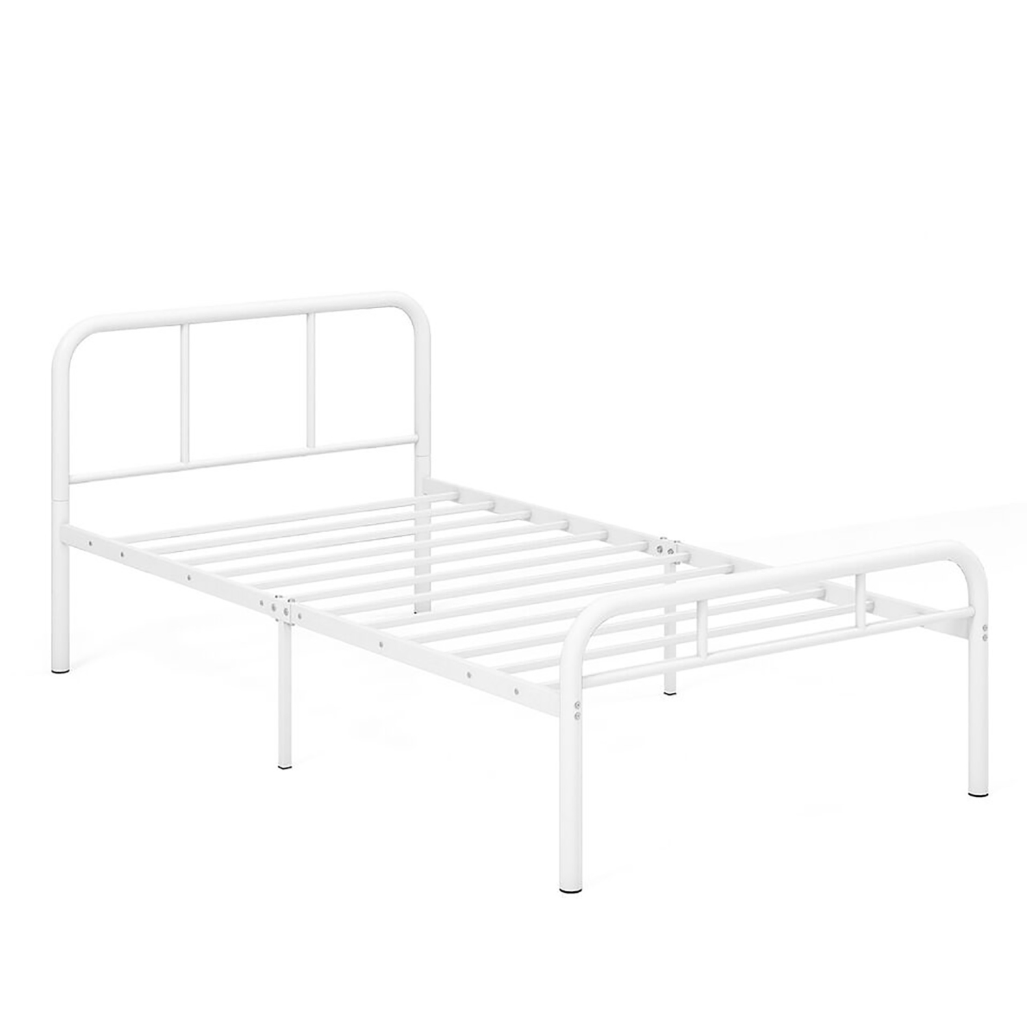 Gymax 12-Inch Twin Bed Frame Modern Metal Platform Bed w/ Headboard & Footboard White