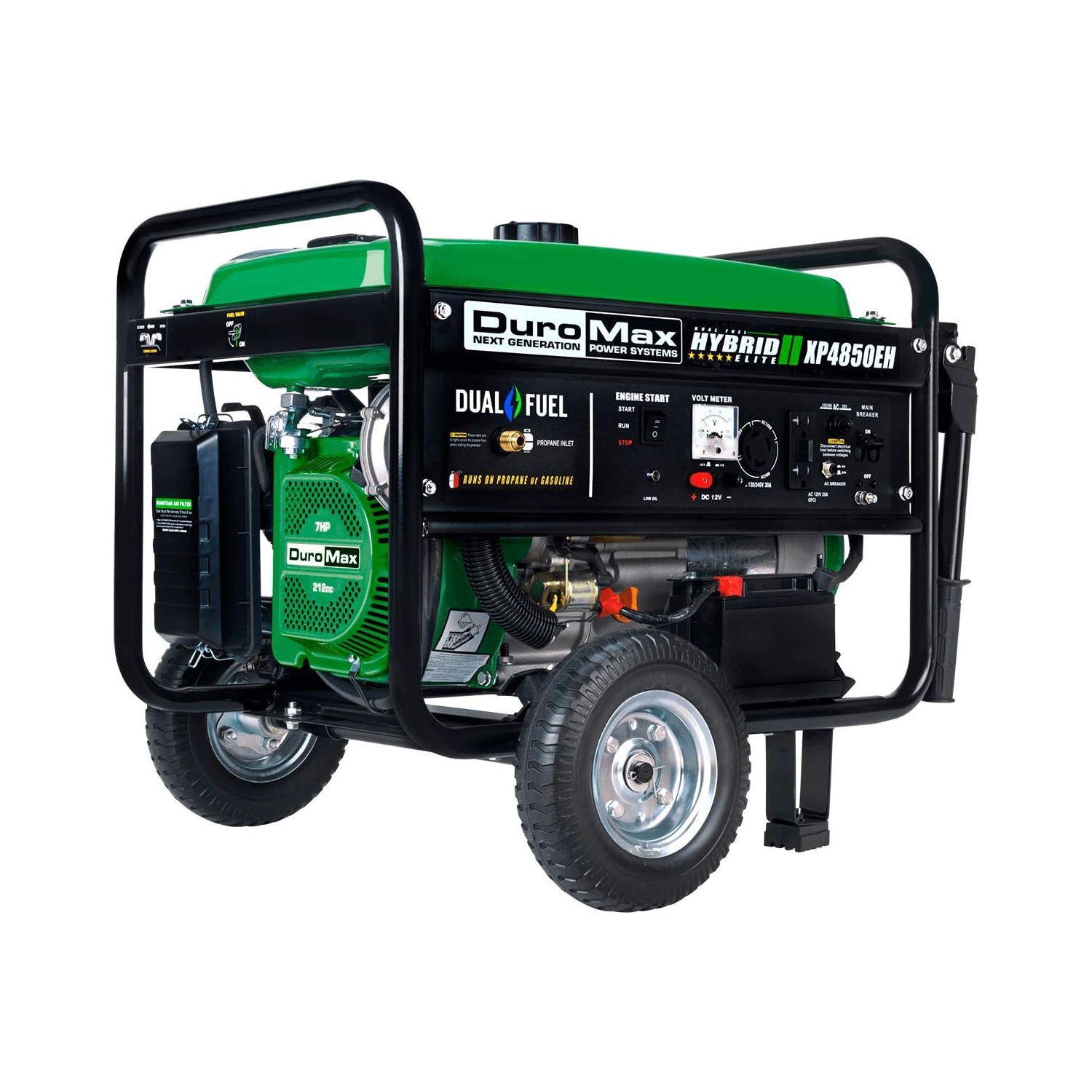 Duromax XP4850EH 3850 Running Watts/4850 Starting Watts Dual Fuel Electric Start Portable Generator