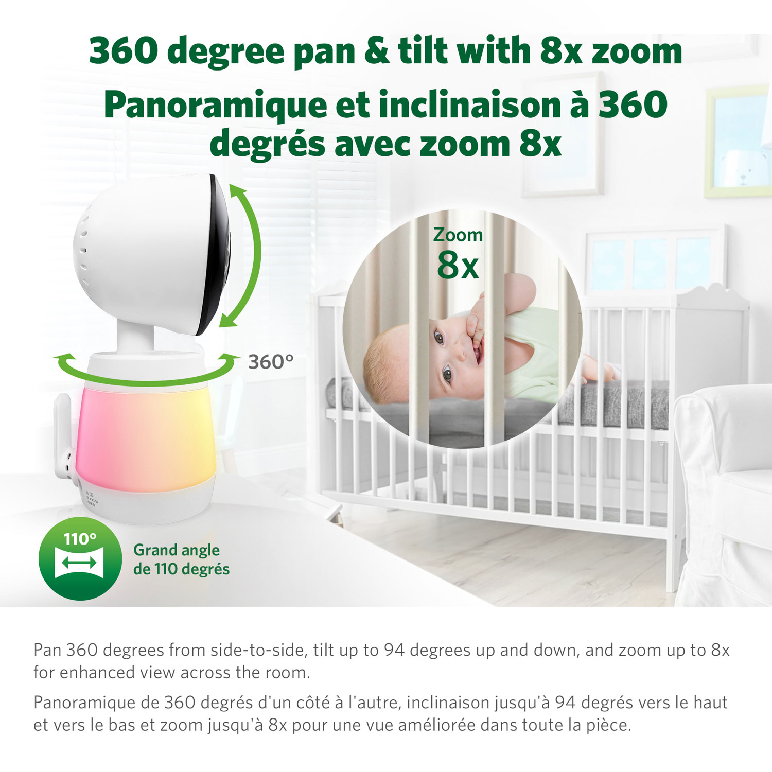 LeapFrog 5.5" Video Wi-Fi Baby Monitor w/ Colour Night Vision, Zoom/Pan/Tilt & 2-Way Audio