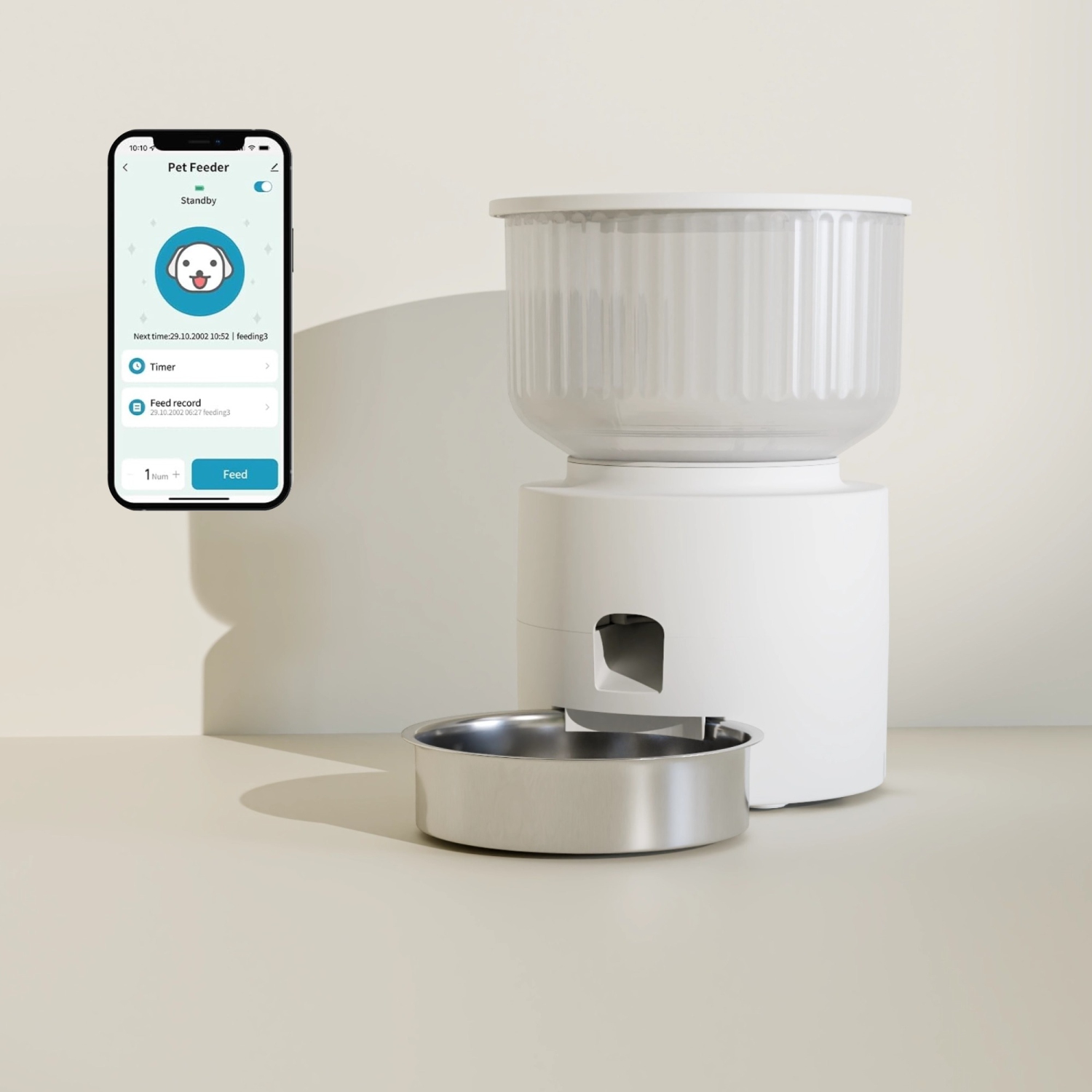 PAPIFEED Automatic Cat Feeders with APP: WiFi Pet Dry Food Dispenser 3L,Timed Auto Pet Feeder Programmable,Up to 10 Feeding Schedule Per Day(12 Portions per schedule)