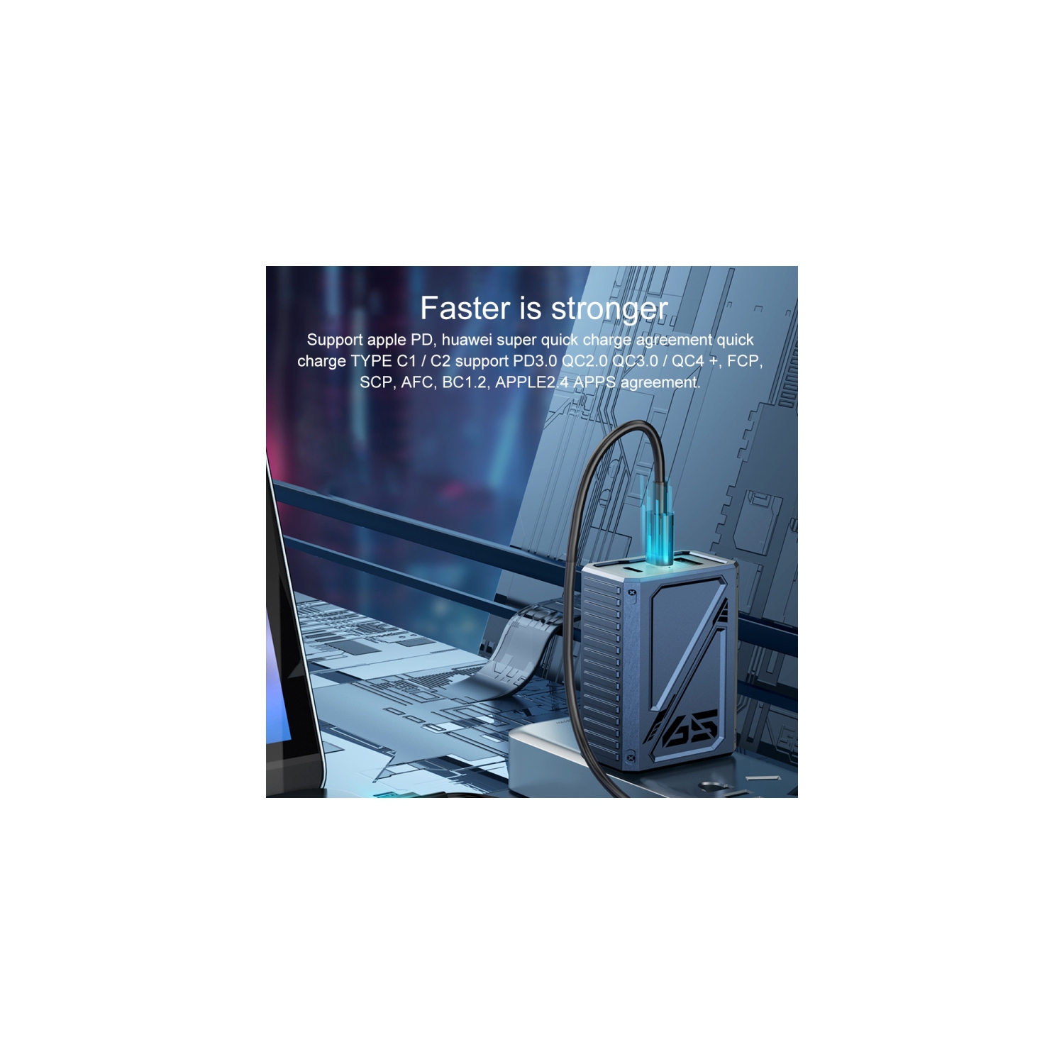 Chargeur mural USB A/USB C 65 W de WEKOMEP