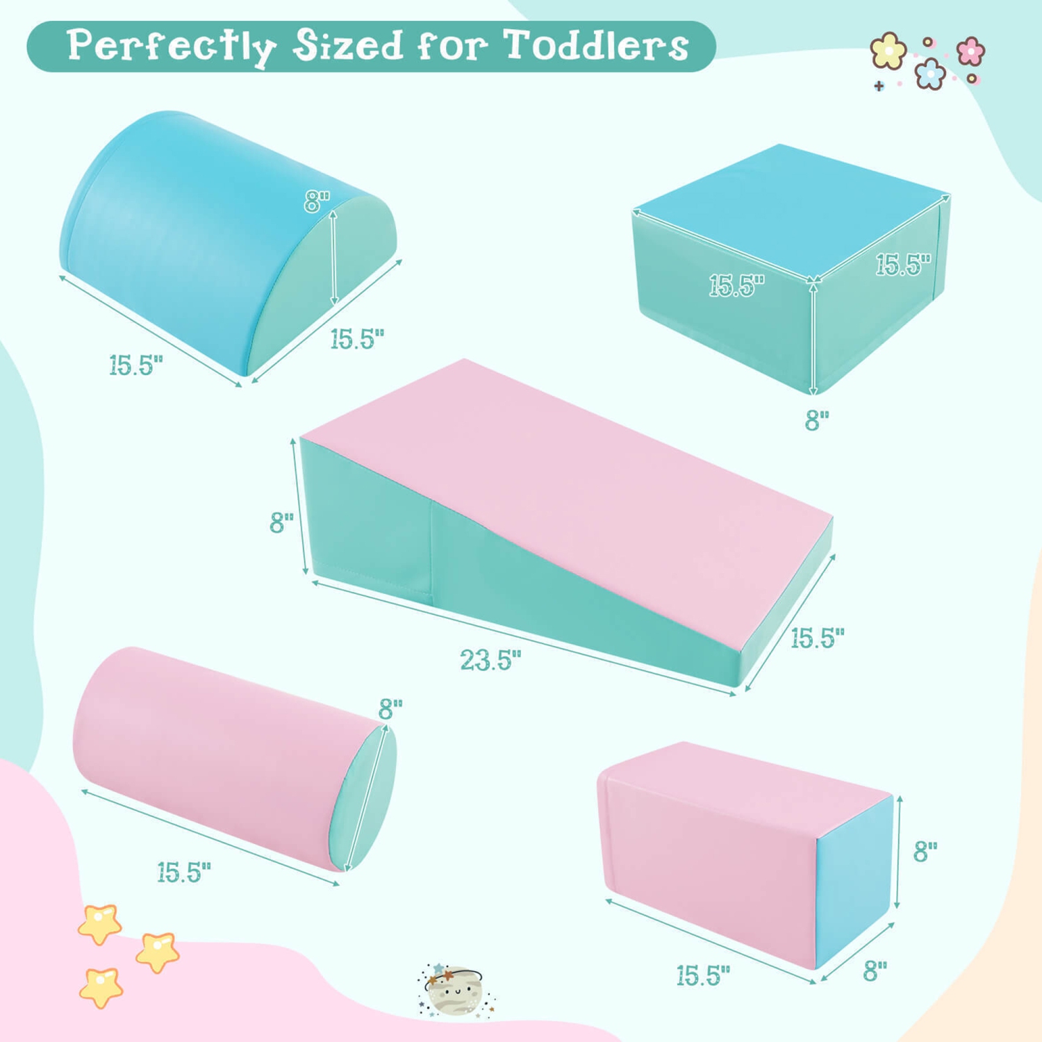 Gymax 5 PCS Kids Climb & Crawl Activity Playset Soft Foam Block Toddler Play Structure