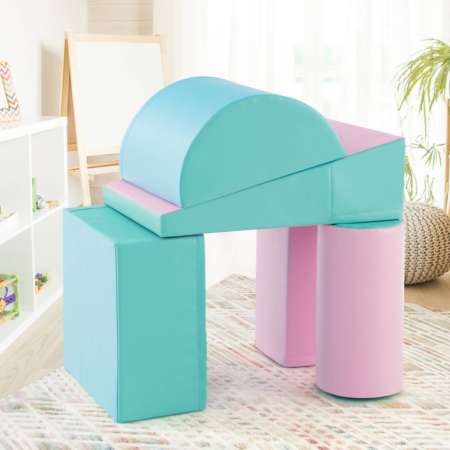 Gymax 5 PCS Kids Climb & Crawl Activity Playset Soft Foam Block Toddler Play Structure