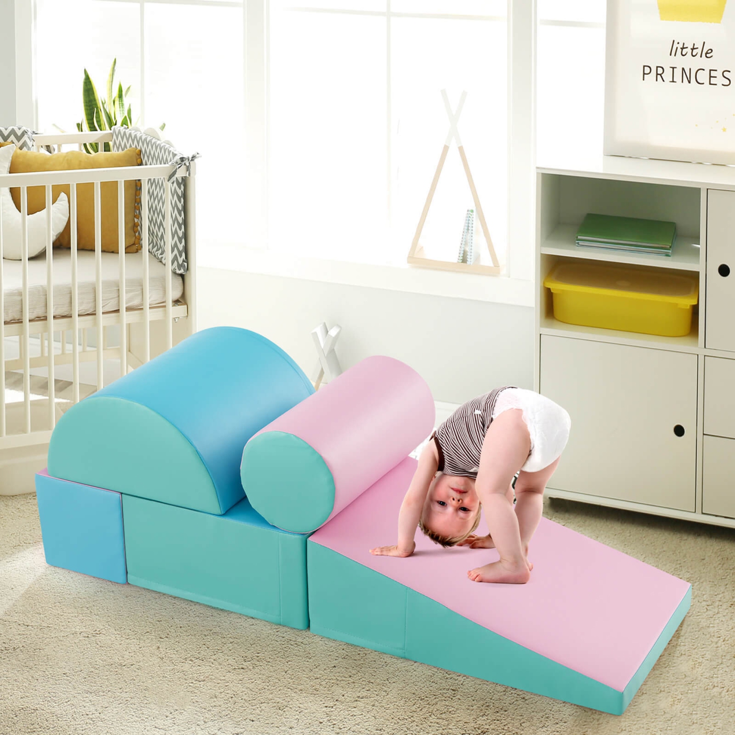 Gymax 5 PCS Kids Climb & Crawl Activity Playset Soft Foam Block Toddler Play Structure