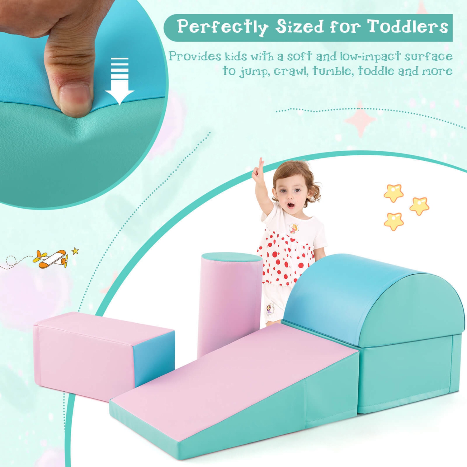 Gymax 5 PCS Kids Climb & Crawl Activity Playset Soft Foam Block Toddler Play Structure