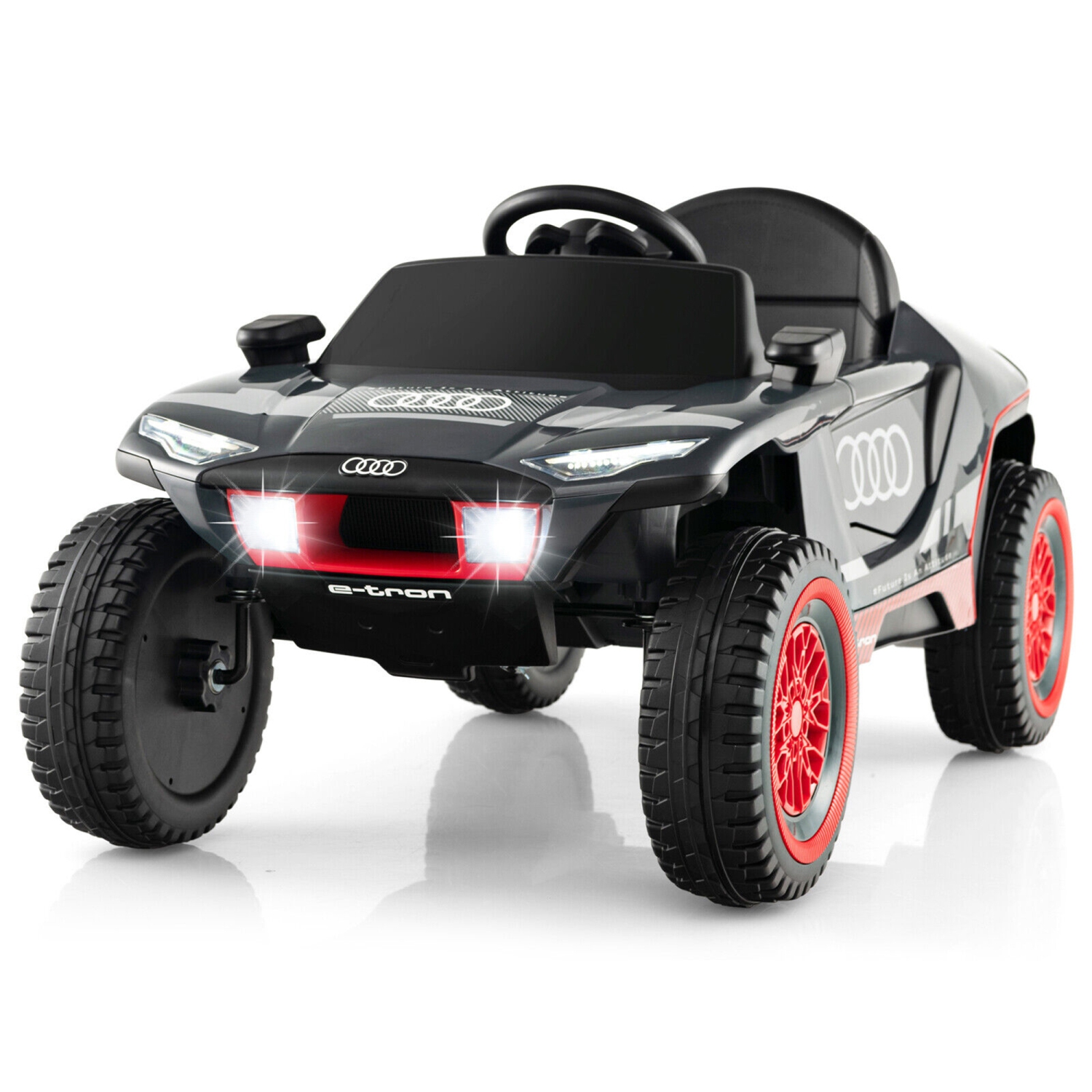 Gymax 12V Licensed Audi Kids Ride-On E-tron Racing Car w/Remote Control & Lights Gray