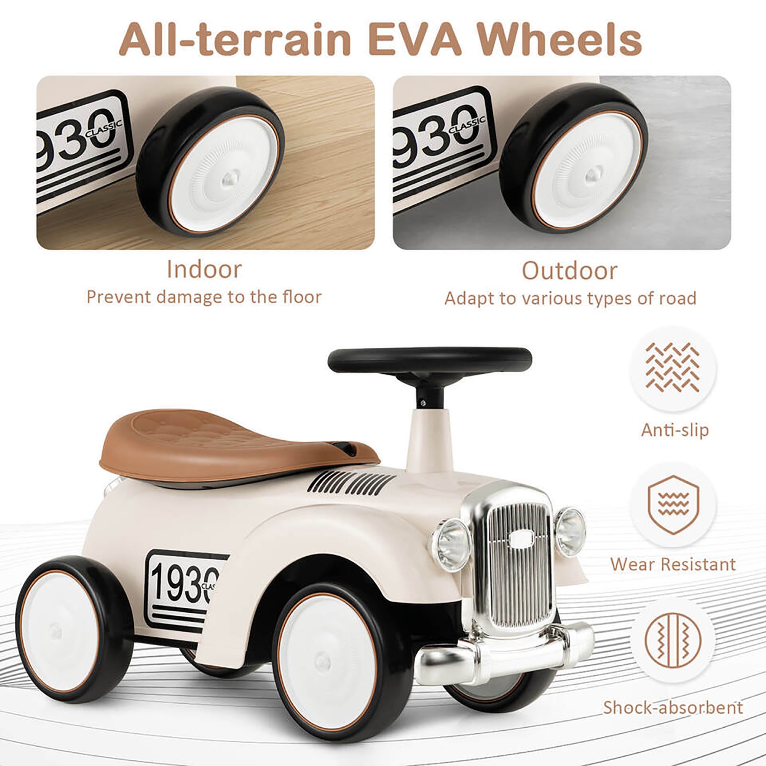 Gymax Retro Kids Ride-on Toy Kids Sit to Stand Vehicle with Working Steering Wheel