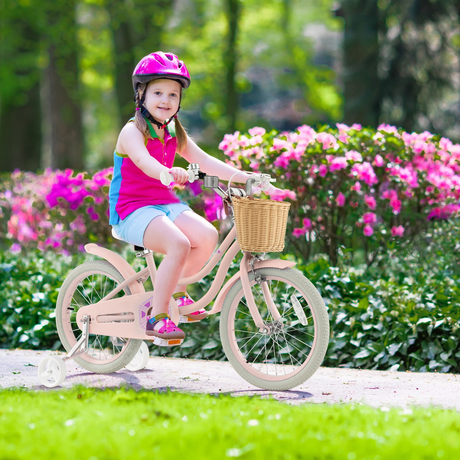 Gymax Retro Style Kids Bike Bicycle w/ Height Adjustable Handlebar & Seat Pink