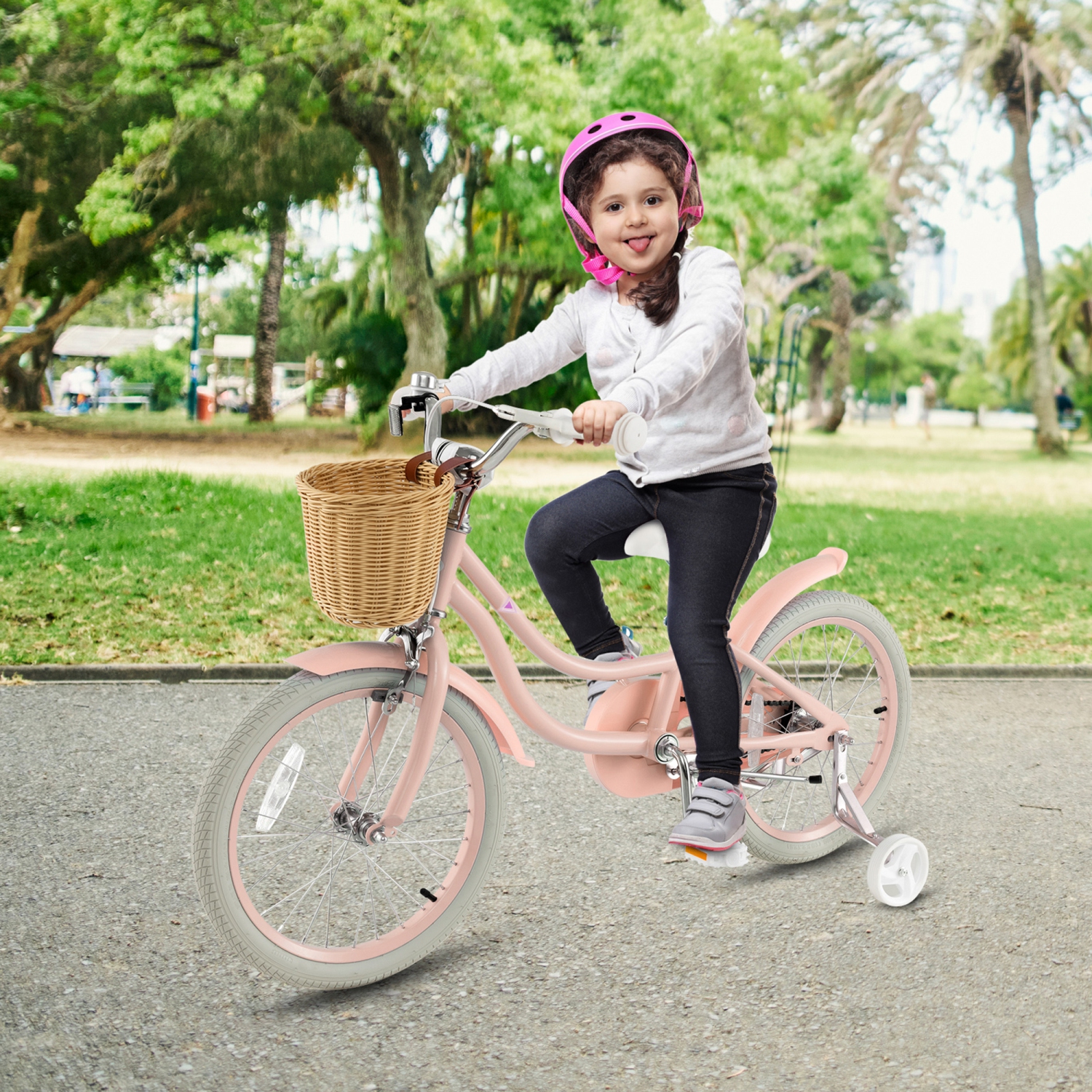 Gymax Retro Style Kids Bike Bicycle w/ Height Adjustable Handlebar & Seat Pink
