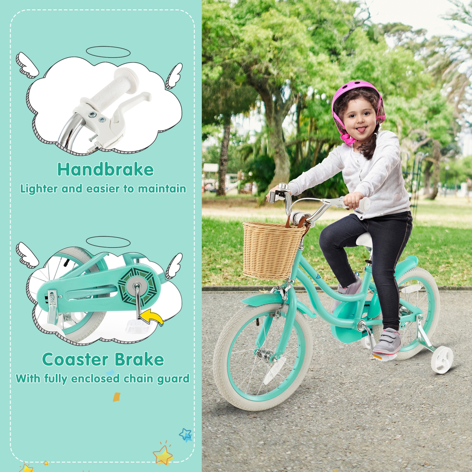 Gymax Retro Style Kids Bike Bicycle w/ Height Adjustable Handlebar & Seat Pink