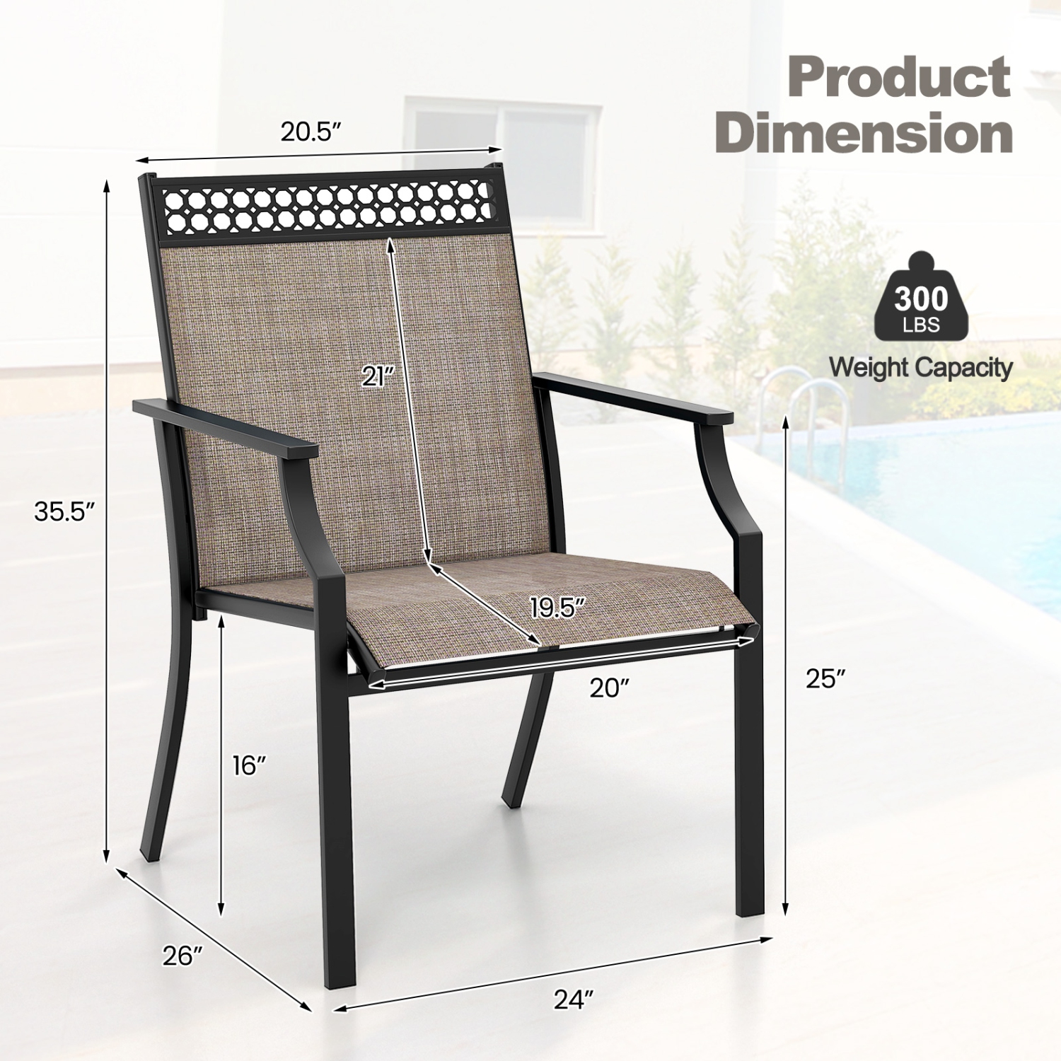 Gymax Patio Dining Chairs Set of 4 All Weather Outdoor Chairs w/ High Back & Armrests